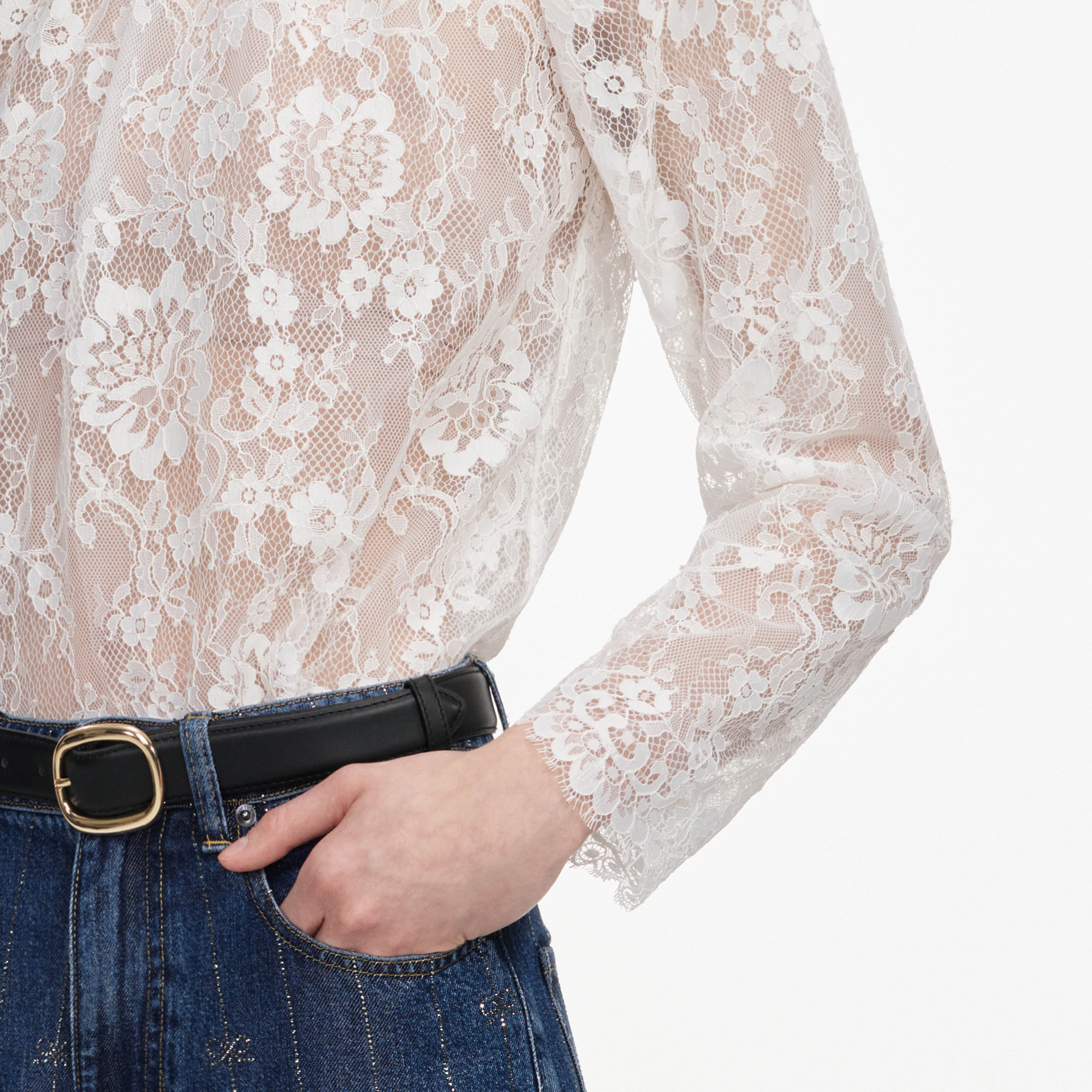 Self Portrait White Lace Spitzenbluse Weiß