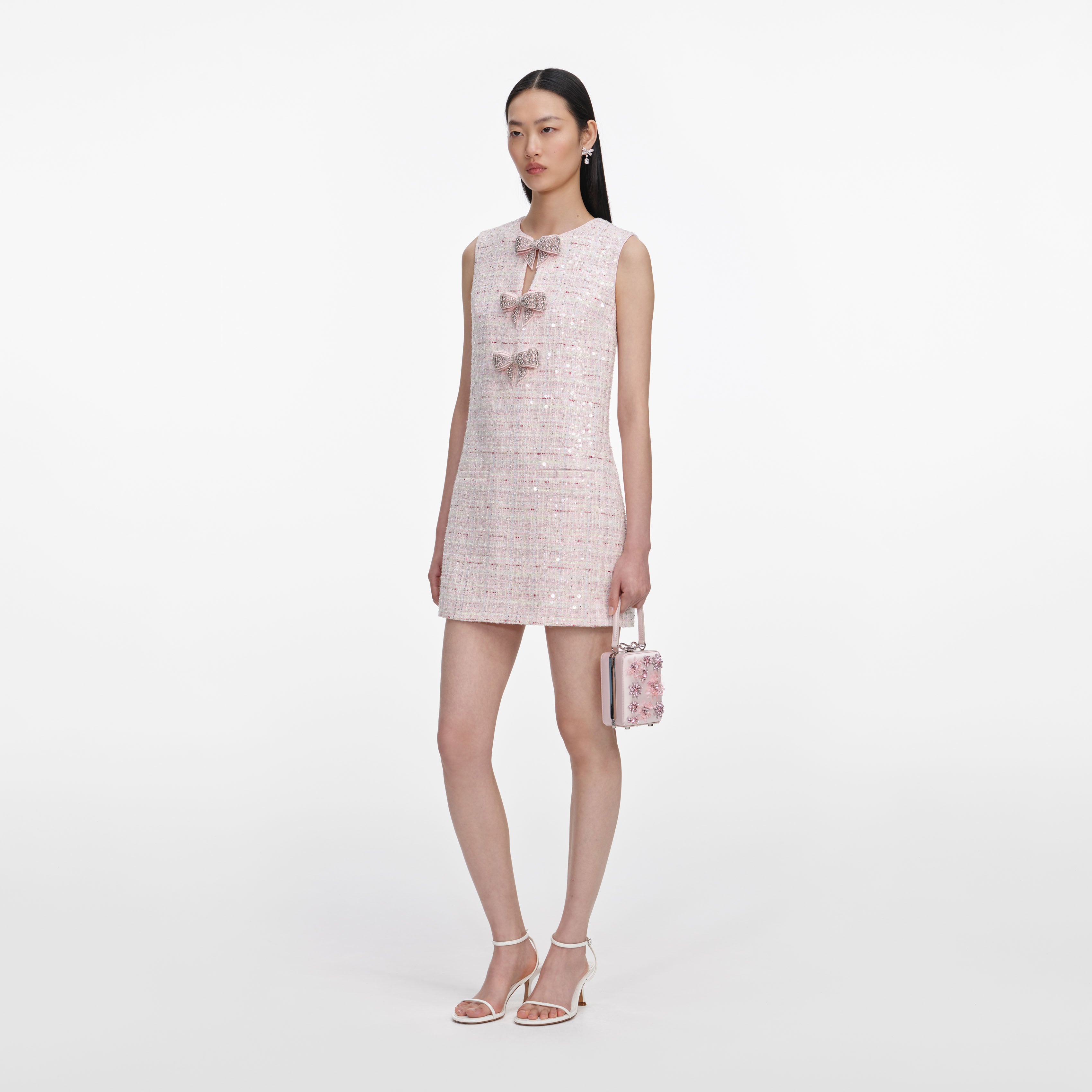 Self Portrait Dresses Boucle Minikleid Pink Pailletten