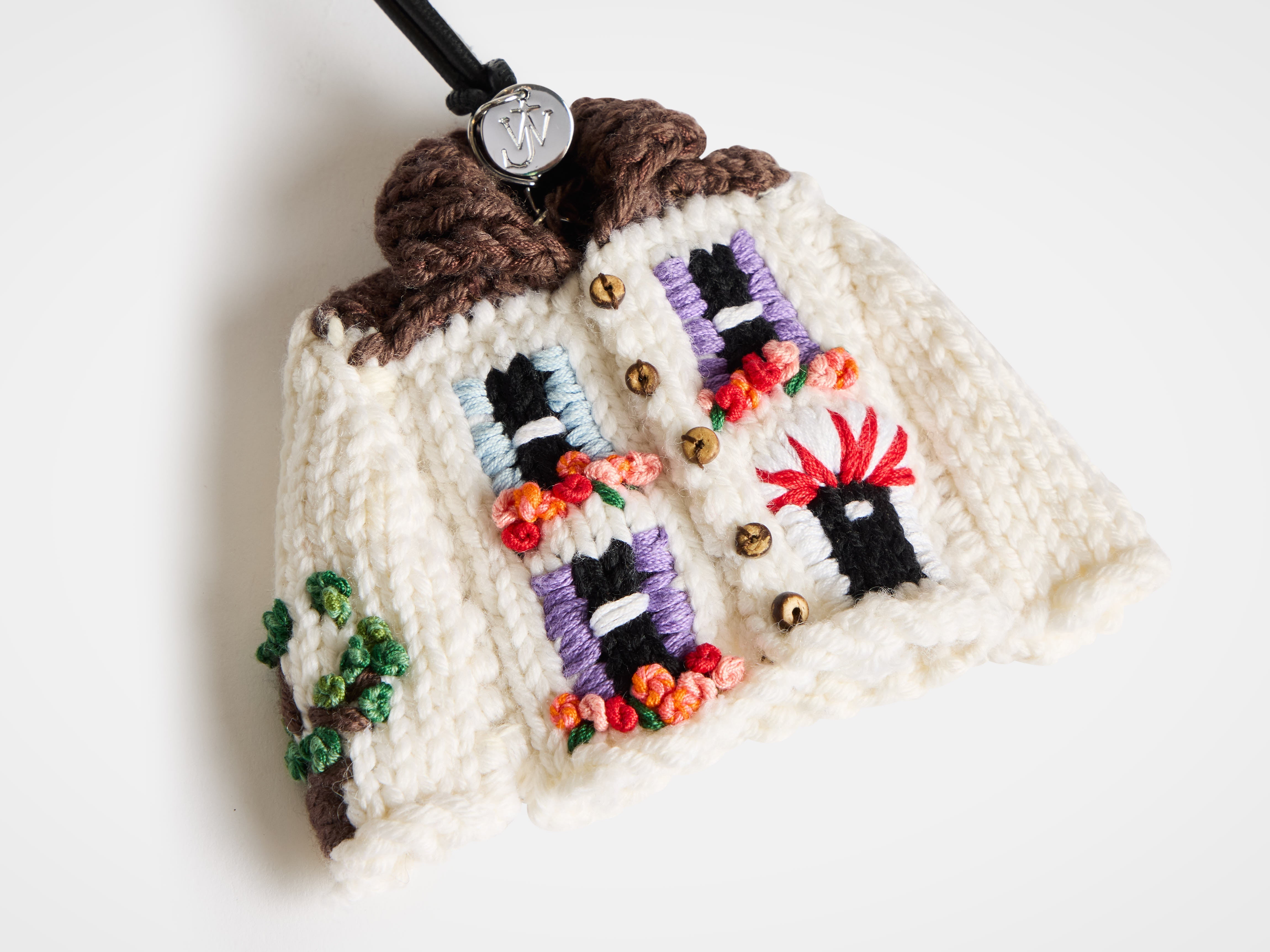 J.W.Anderson Cardigan Charm Anhänger Weiß Wolle