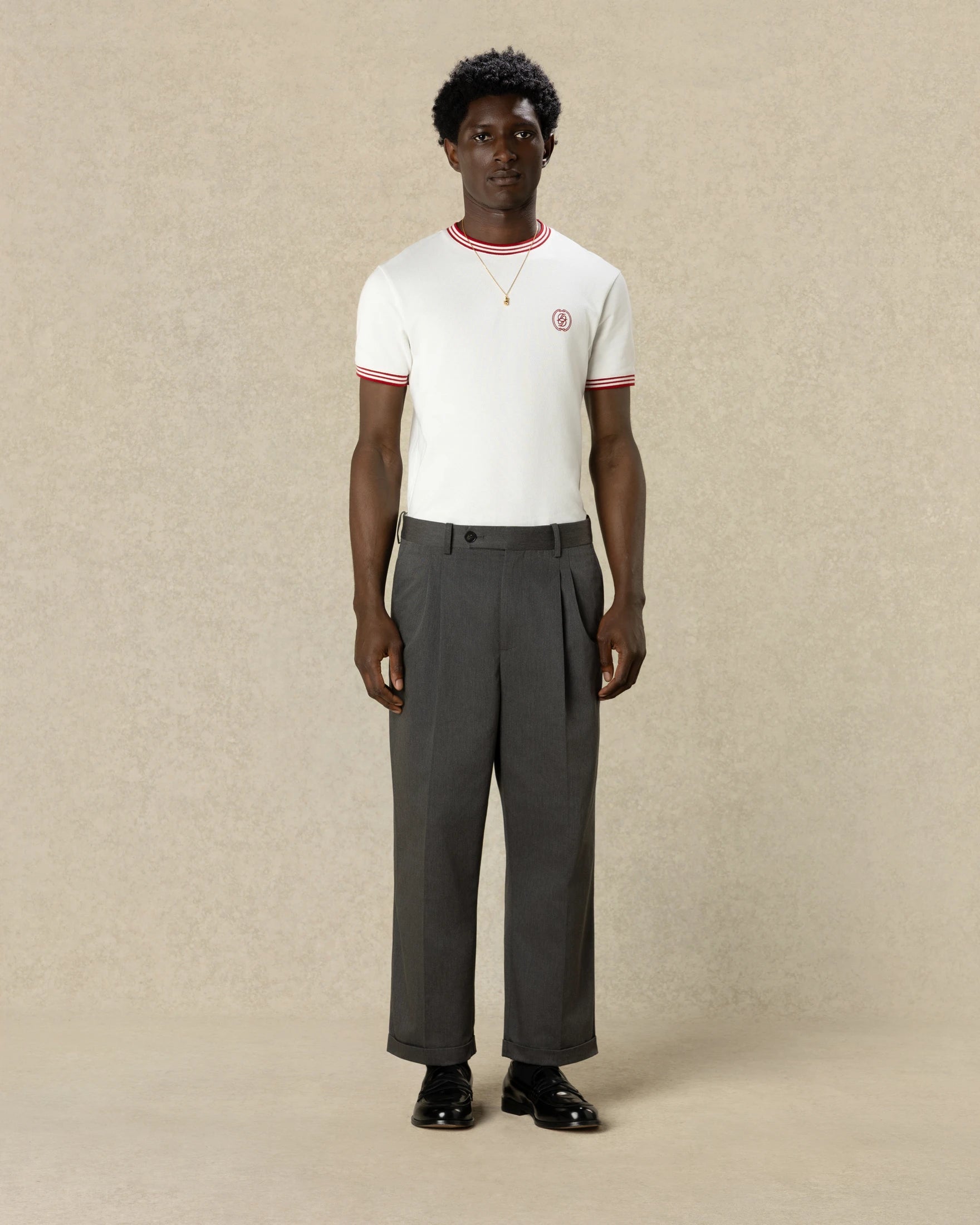 Drôle De Monsieur Twill Cropped Pleated Herren-Hose Grau