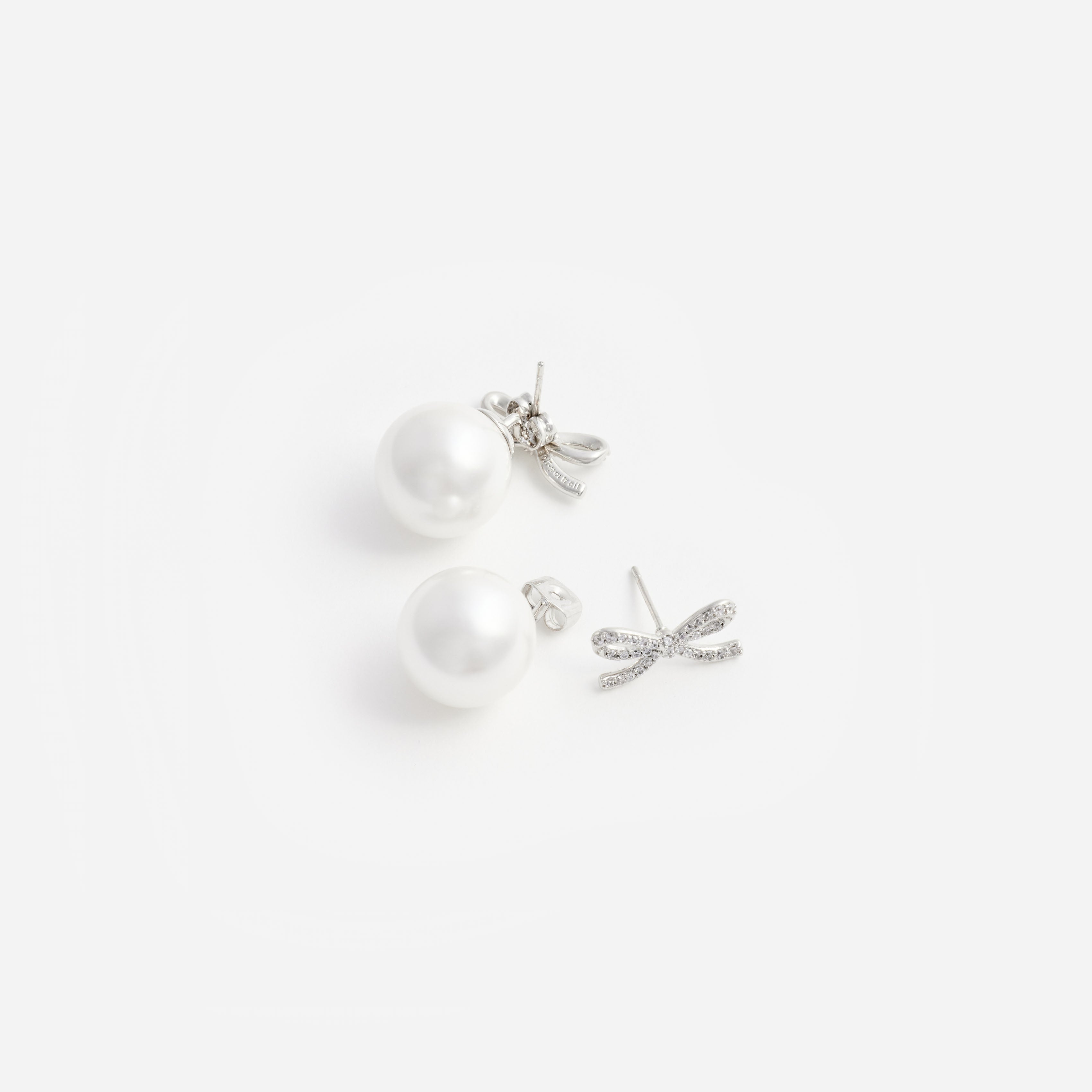 Self-Portrait Crystal Bow Pearl Back Ohrringe Silber