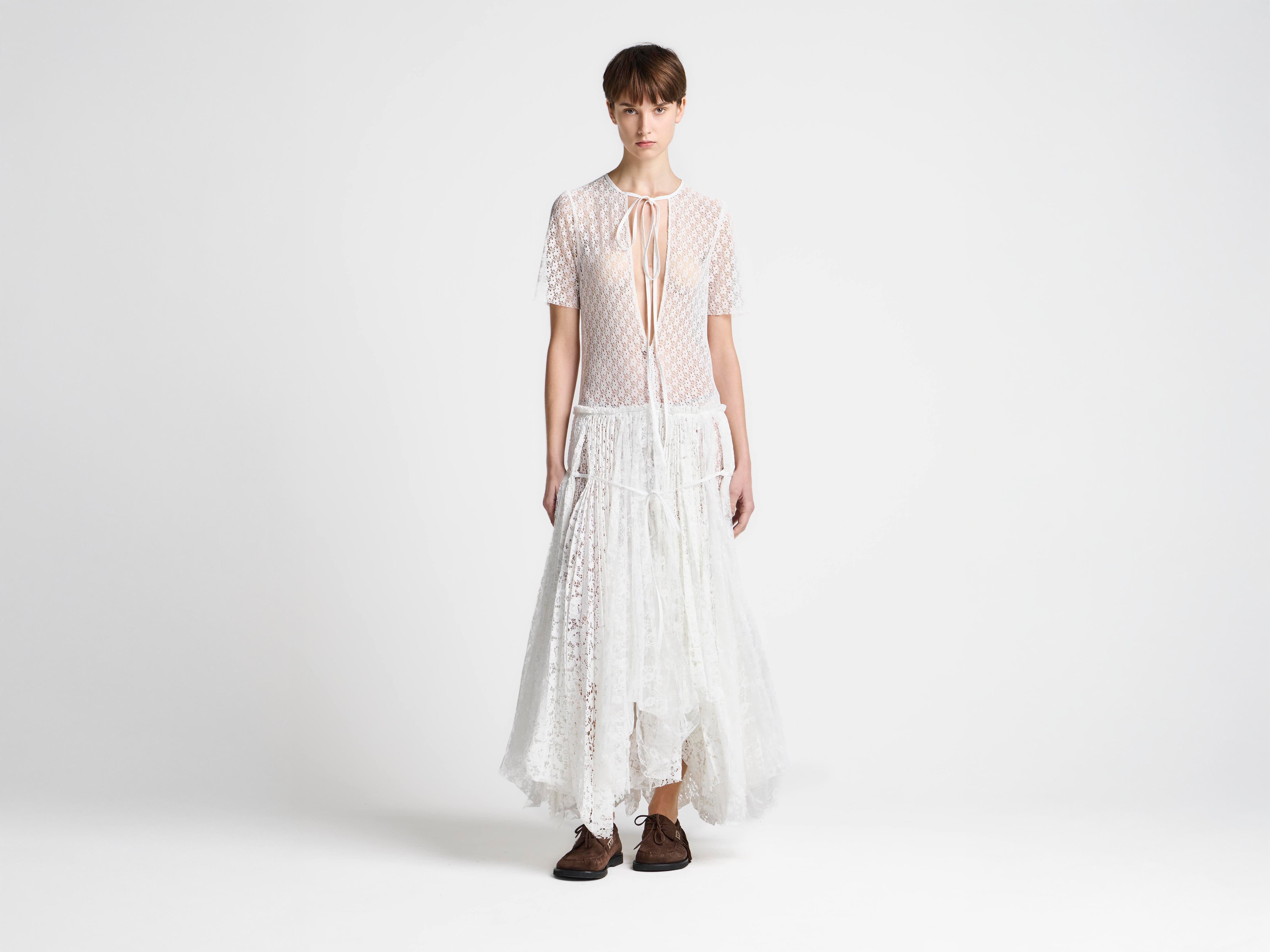 J.W.Anderson Dresses Longline Kleid Weiß Spitze Gr. 04-14