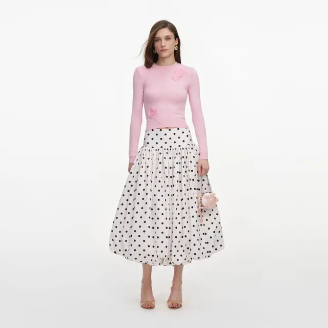 Self Portrait Cream Polka Dot Midi Rock Creme Taft UK 6
