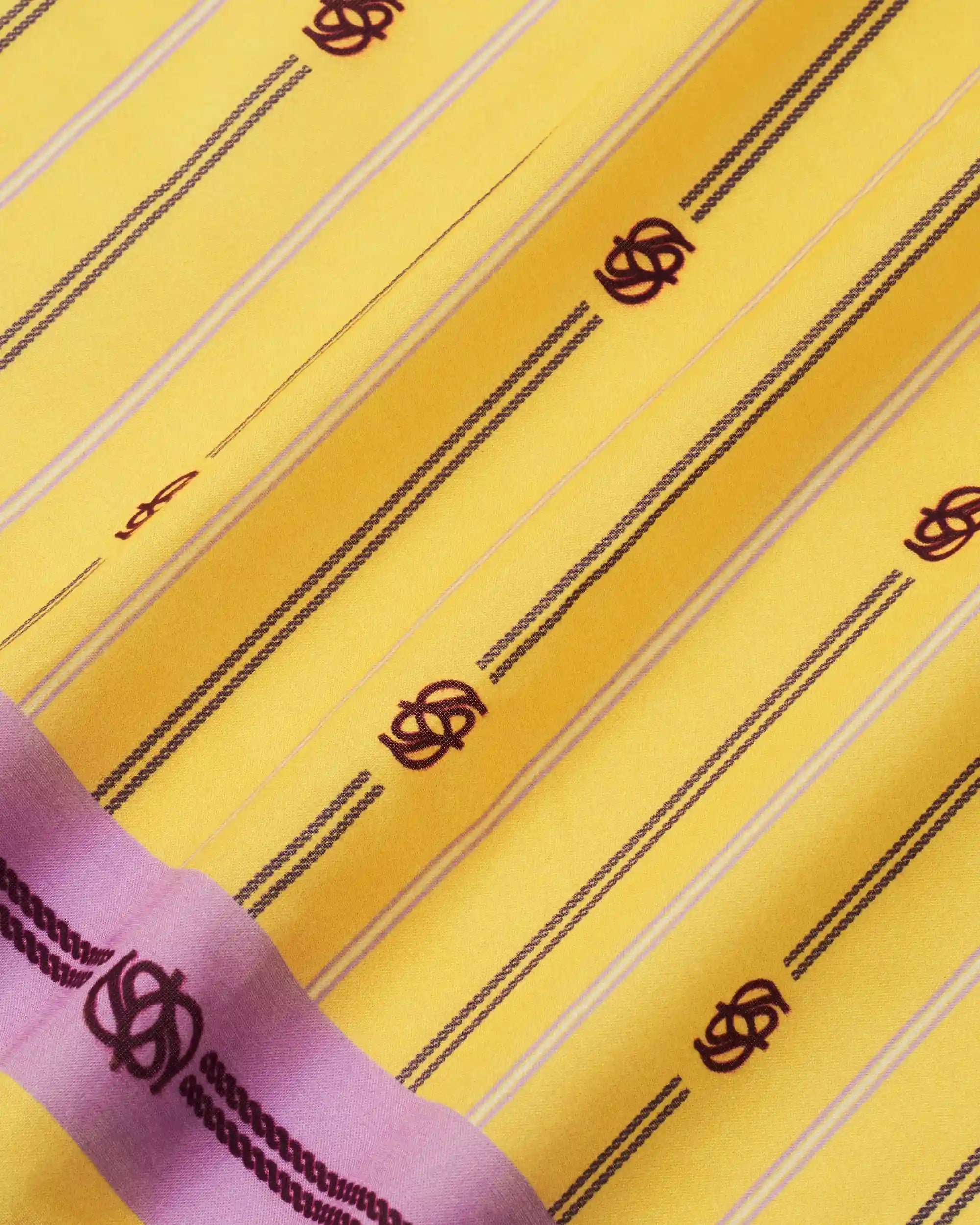 Drôle De Monsieur Bandana Monogram Stripes Tuch Gelb Seide