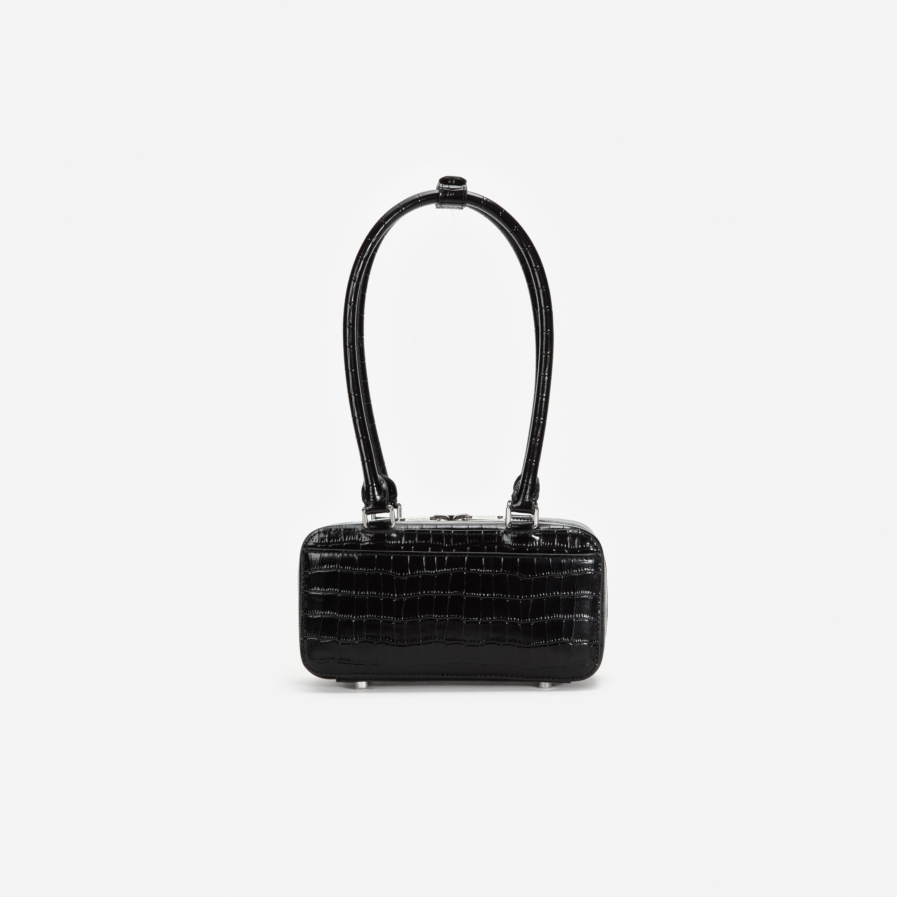 Self Portrait Mini Schultertasche Leder Schwarz Kroko