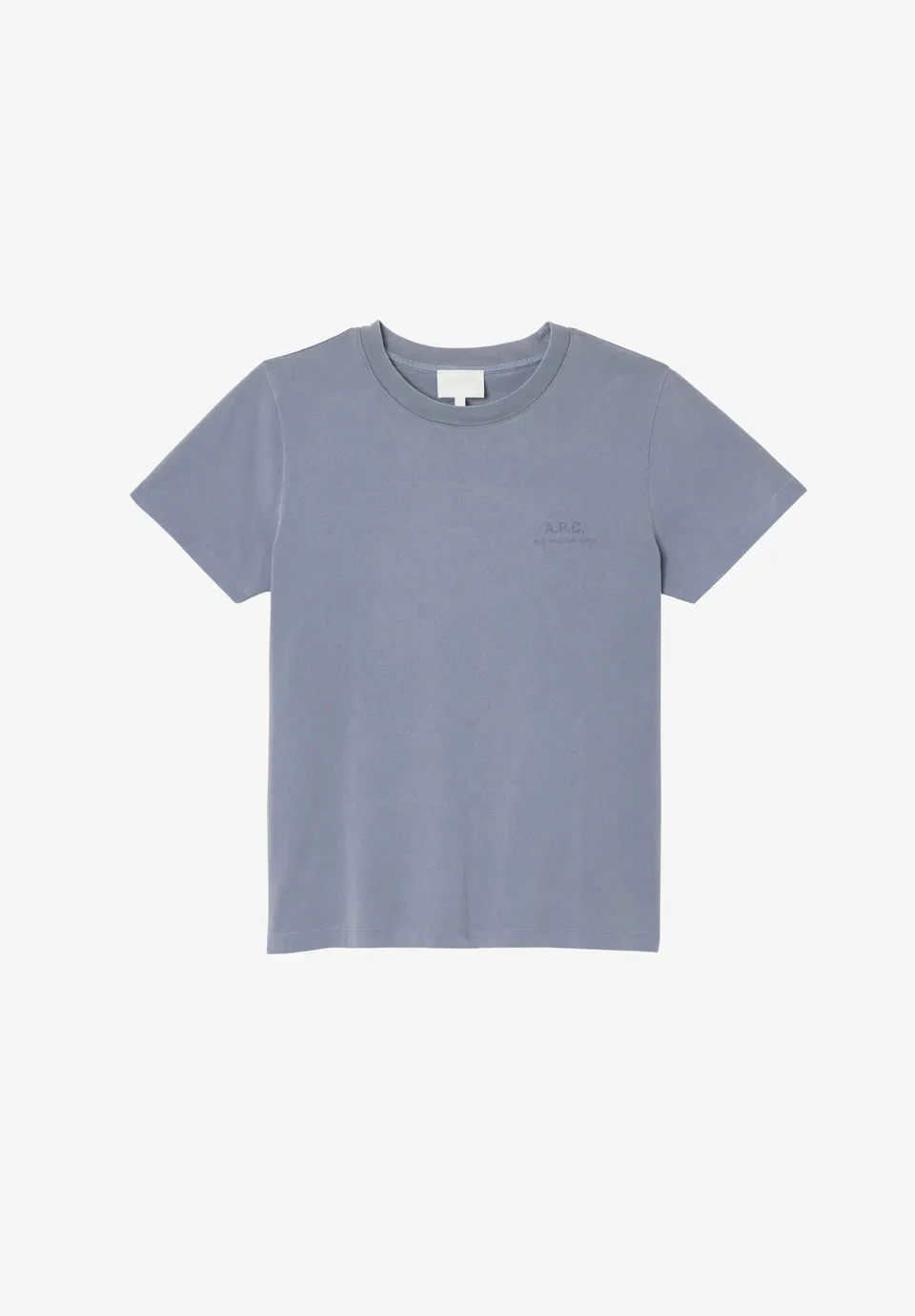 A.P.C. Rue Madame Logo T-Shirt graublau Bio-Baumwolle