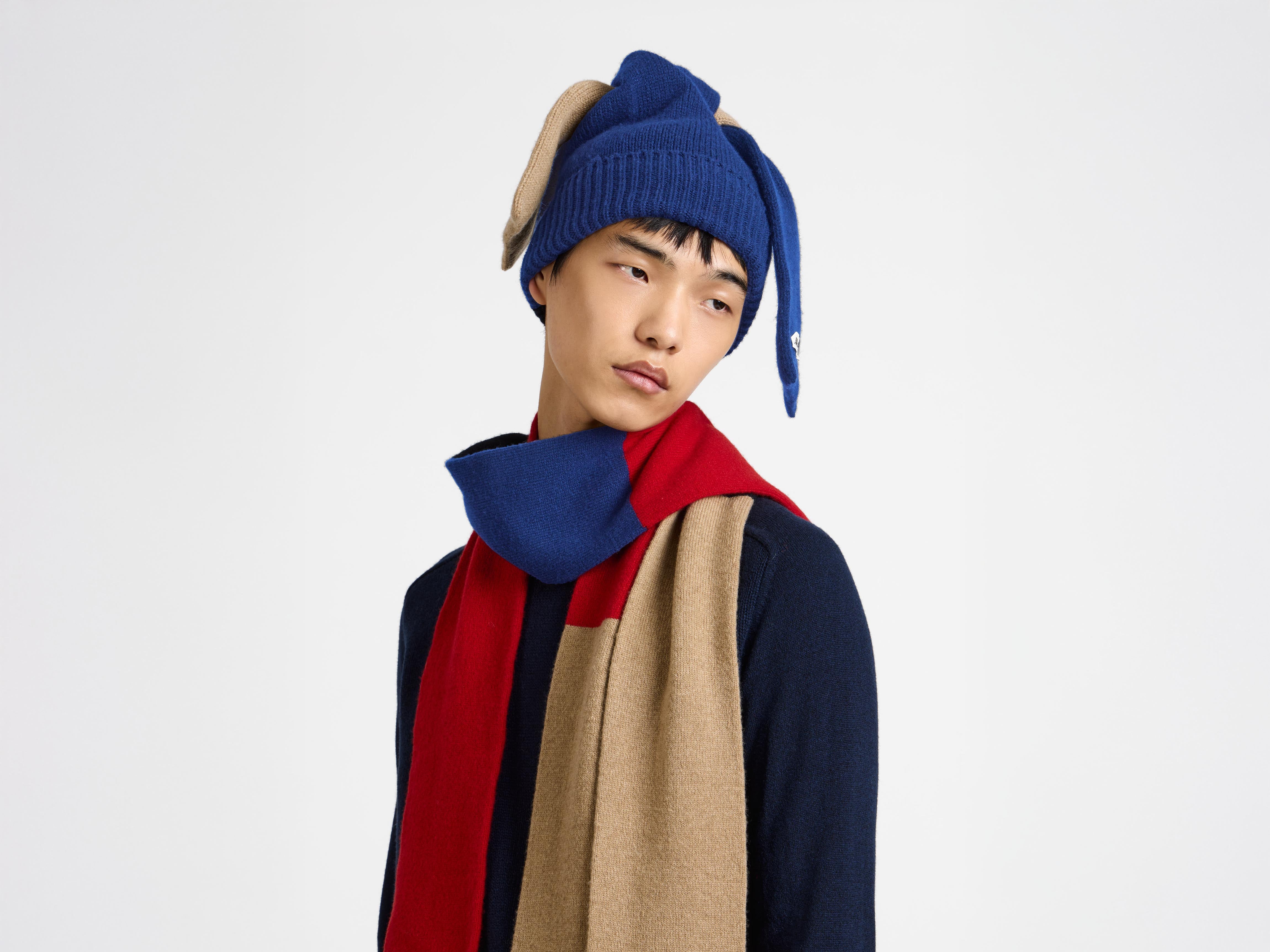 J.W.Anderson Knotted Beanie Mütze Navy Beige OS