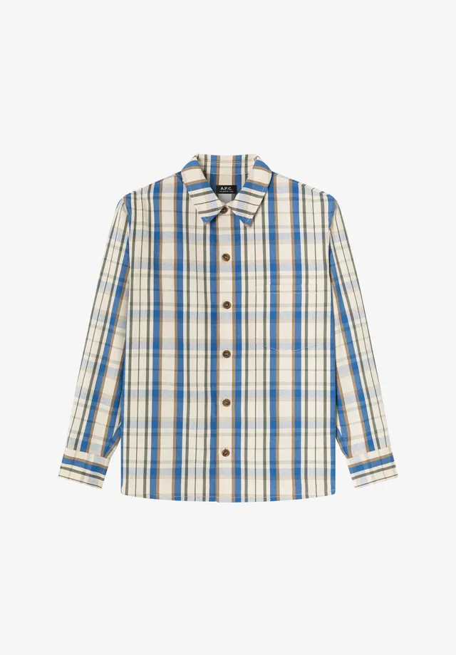 A.P.C. weisses kariertes Overshirt Knopf