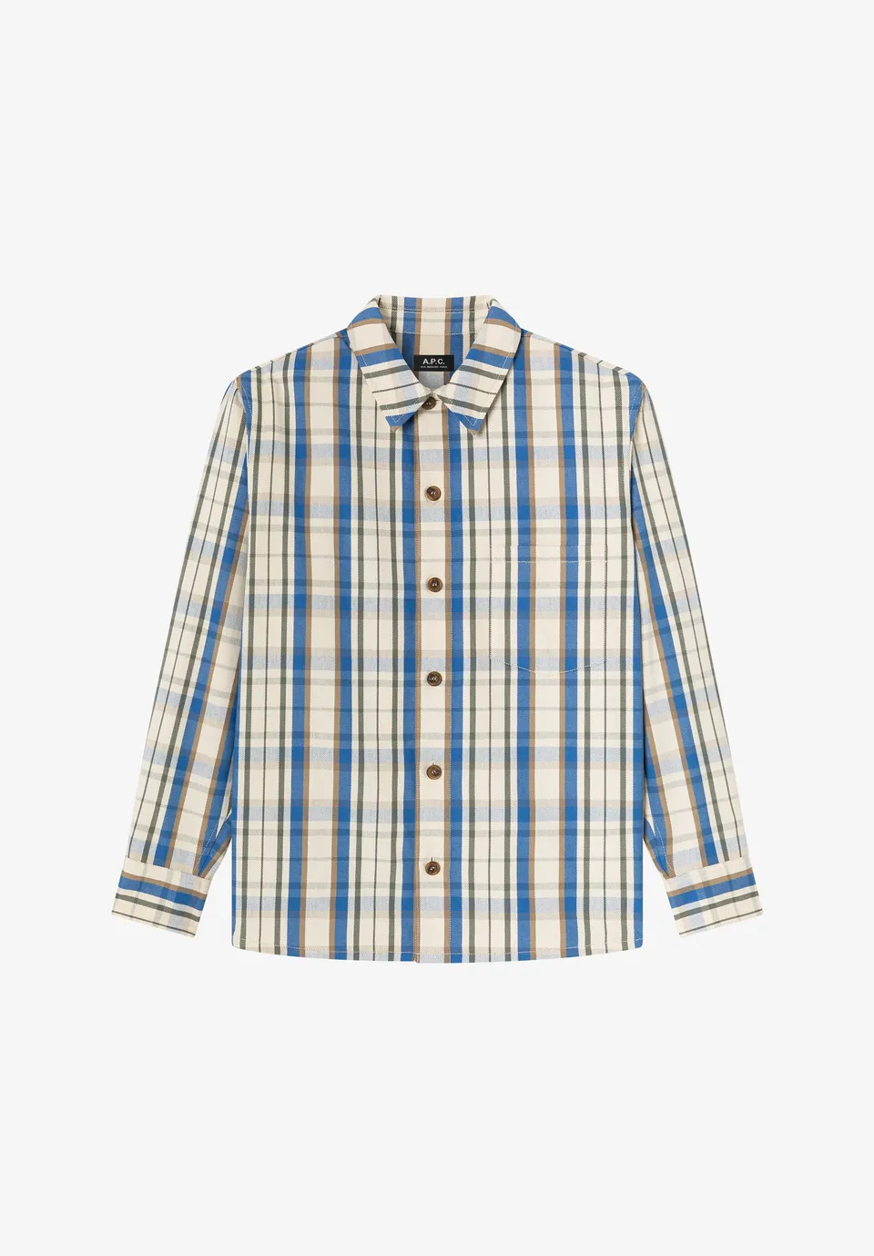 A.P.C. weisses kariertes Overshirt Knopf