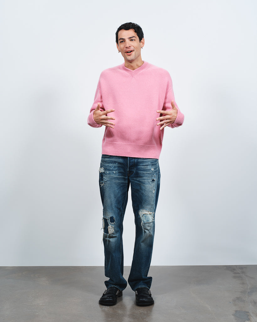 J.W.Anderson V-Neck Kaschmir Pullover Herren Bubblegum