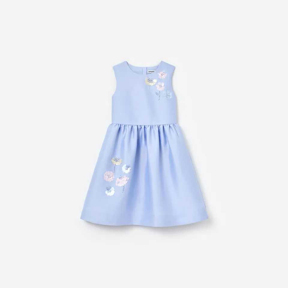 Self Portrait Dresses Blue Taffeta Sequin Kinderkleid Hellblau