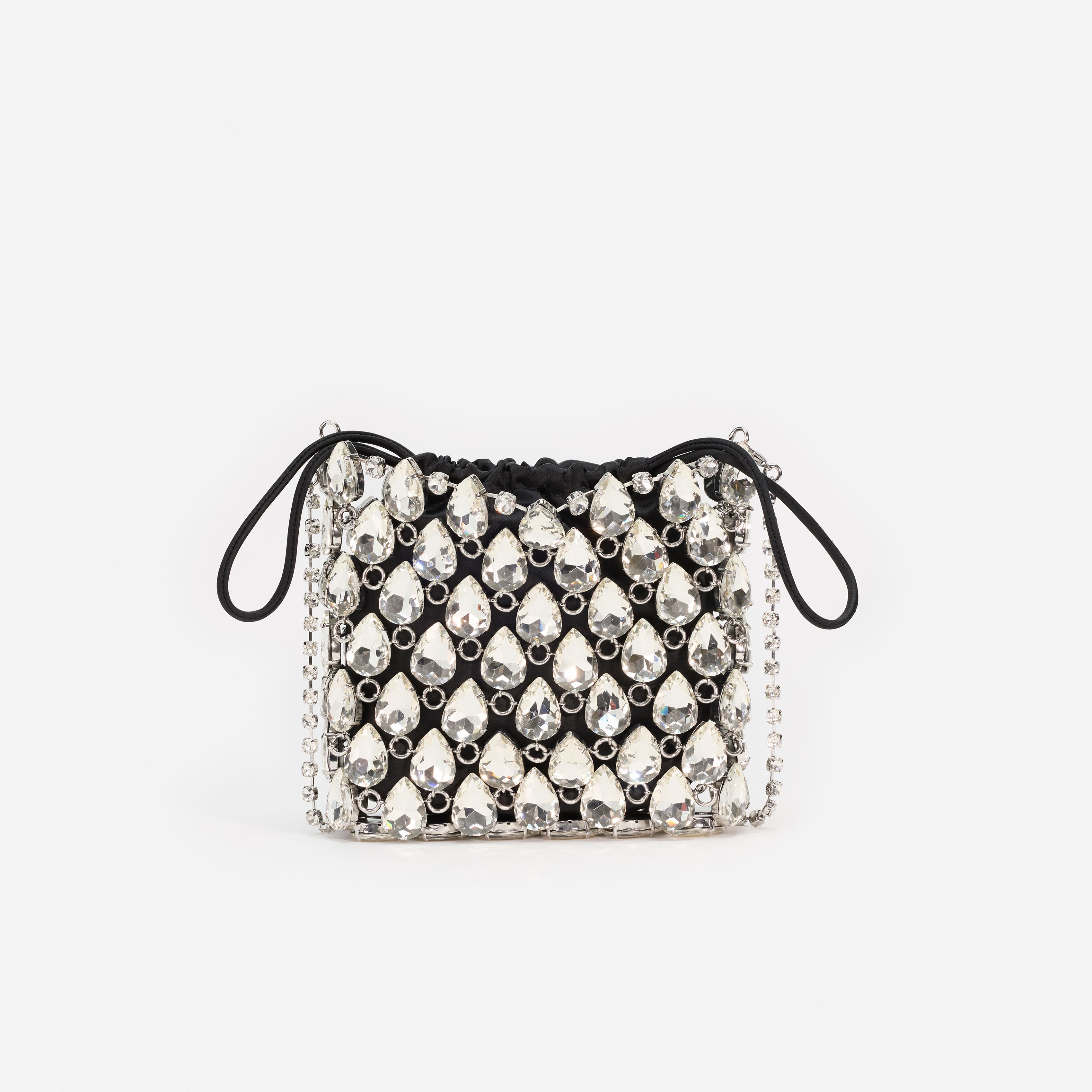 Self Portrait Silver Crystal Chainmail Mini Tasche Schwarz