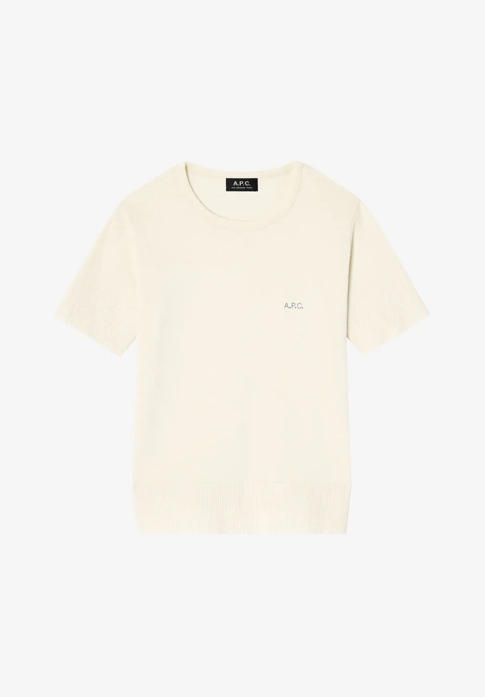 A.P.C. T-Shirt Eng ecru Mikrologo Bio-Baumwolle Gr. M
