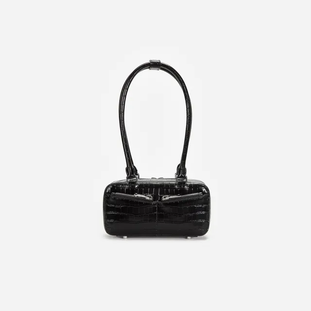 Self Portrait Mini Schultertasche Leder Schwarz Kroko