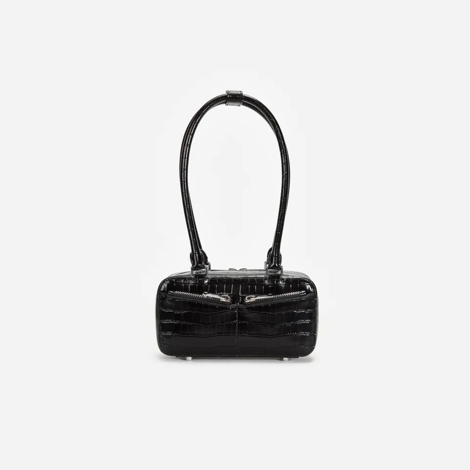 Self Portrait Mini Schultertasche Leder Schwarz Kroko