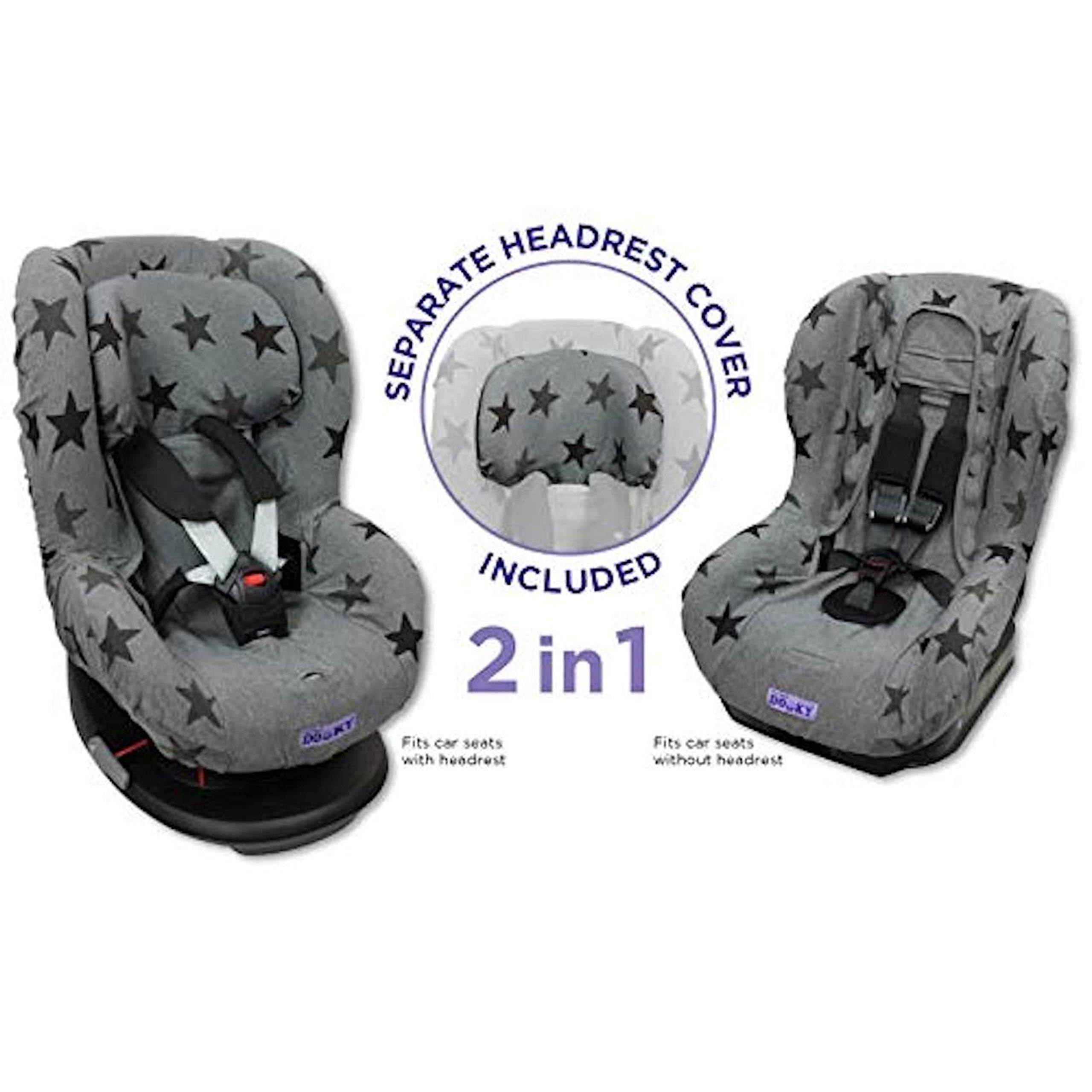 DOOKY Seat Cover Group 1 Grey Stars Sitzbezug grau 9-18 kg