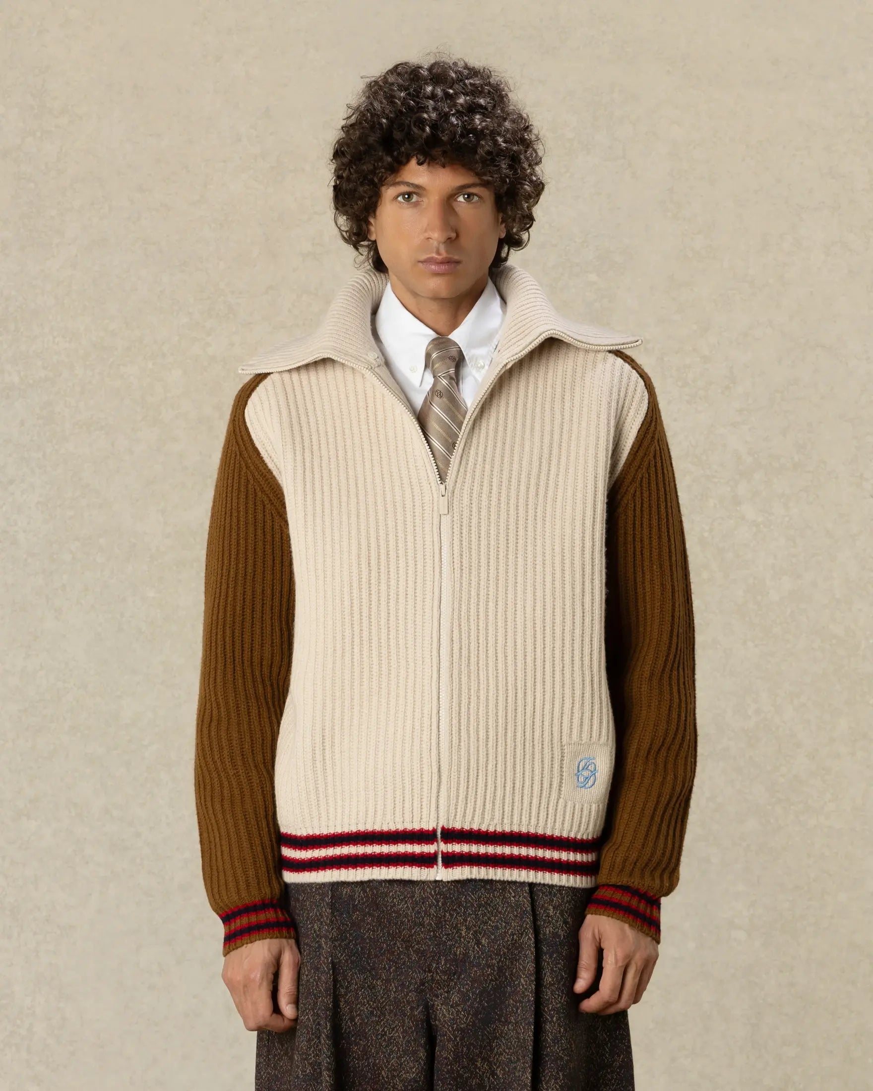 Drôle De Monsieur Sherpa Cardigan Off White Wolle