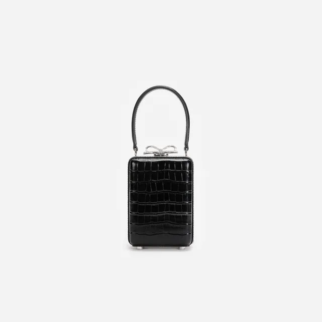 Self Portrait Black Croc Micro Bag Handtasche Schwarz Leder