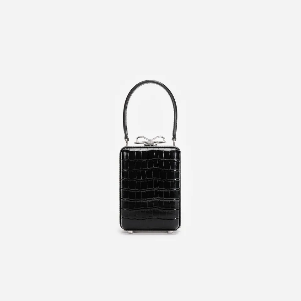 Self Portrait Black Croc Micro Bag Handtasche Schwarz Leder