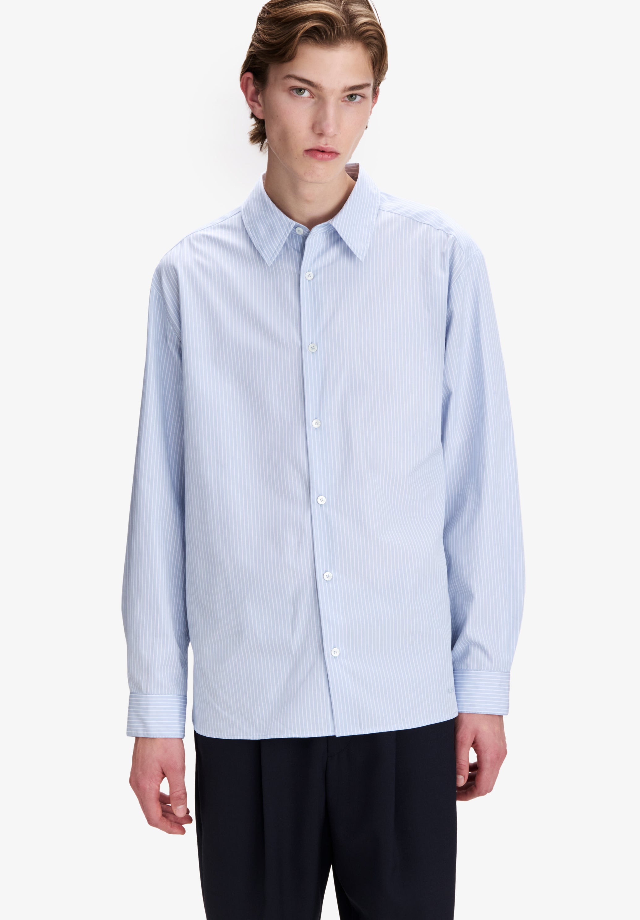 A.P.C. Hemd blaugrau gestreift Bio-Baumwolle
