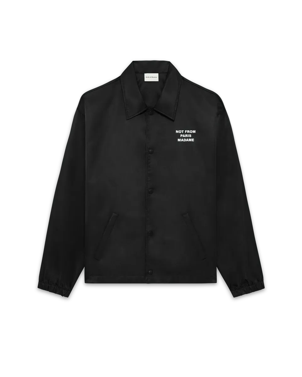 Drôle De Monsieur Veste Slogan Jacke Schwarz Nylon Wasserabweisend