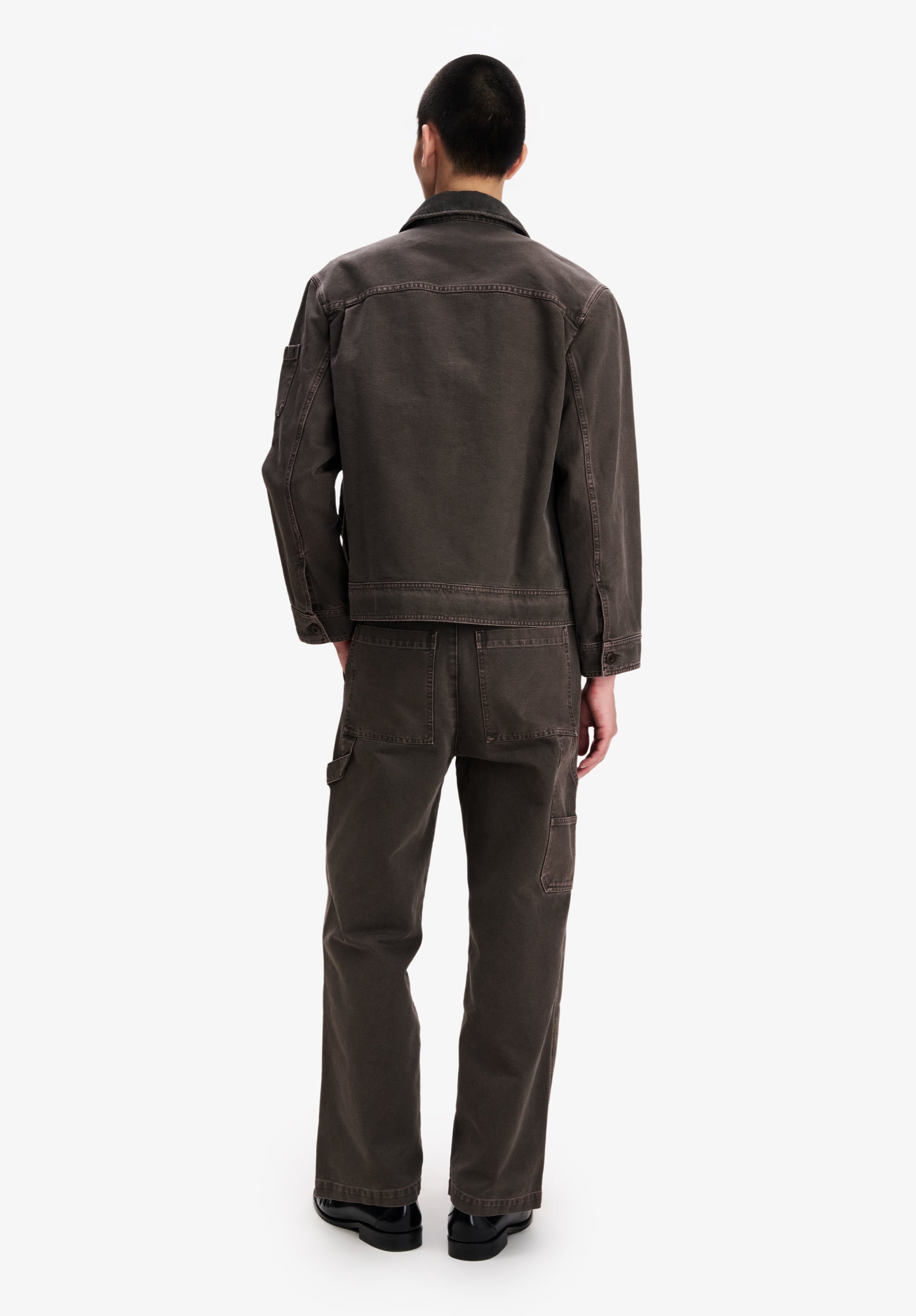 A.P.C. Workwear Blouson Canvas braun Jacke mit Cordkragen