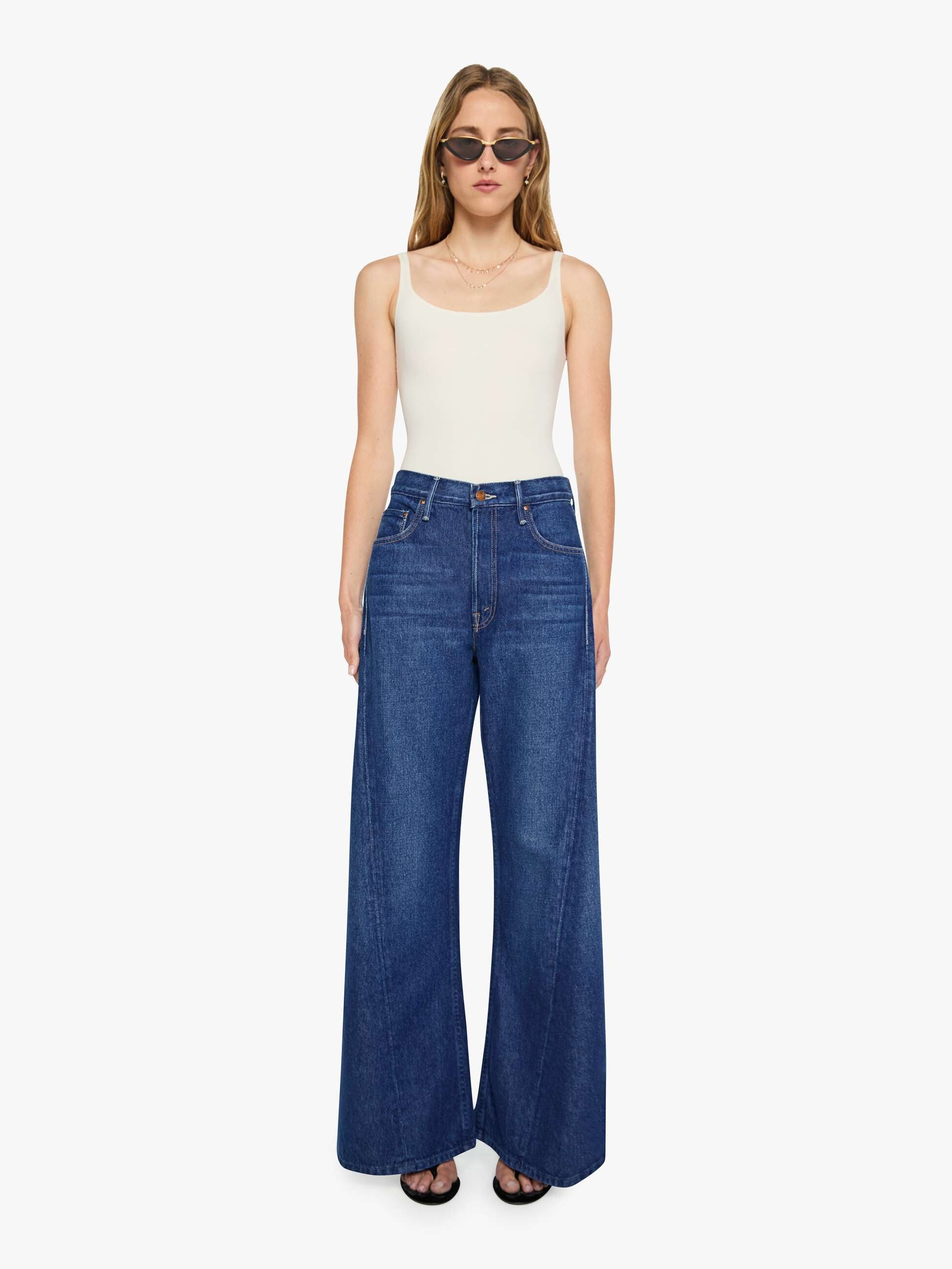 MOTHER SNACKS The Lemon Twist Sneak Wide Leg Jeans Yes Chef!