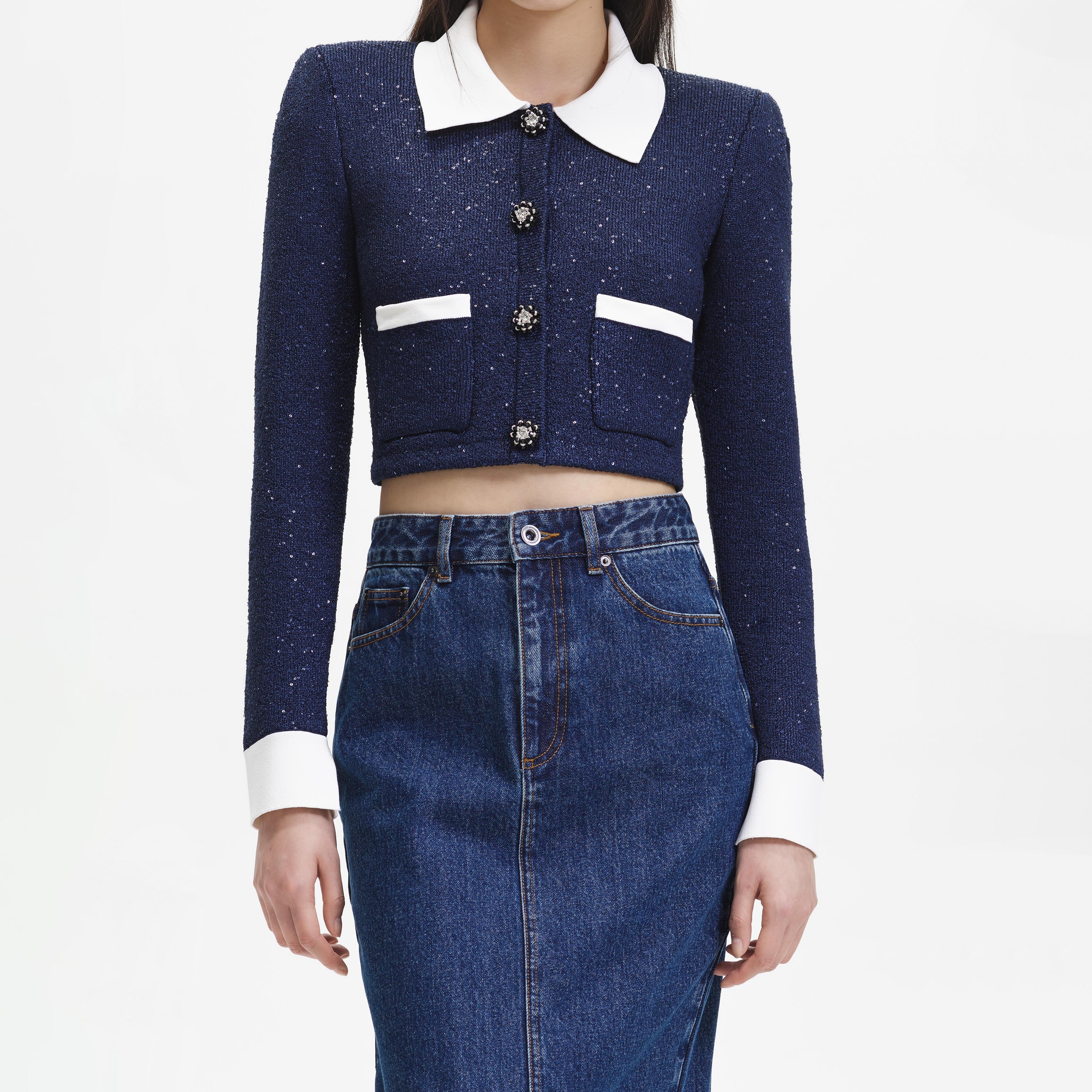 Self Portrait Blue Denim Maxi Skirt Jeansrock Blau UK 8