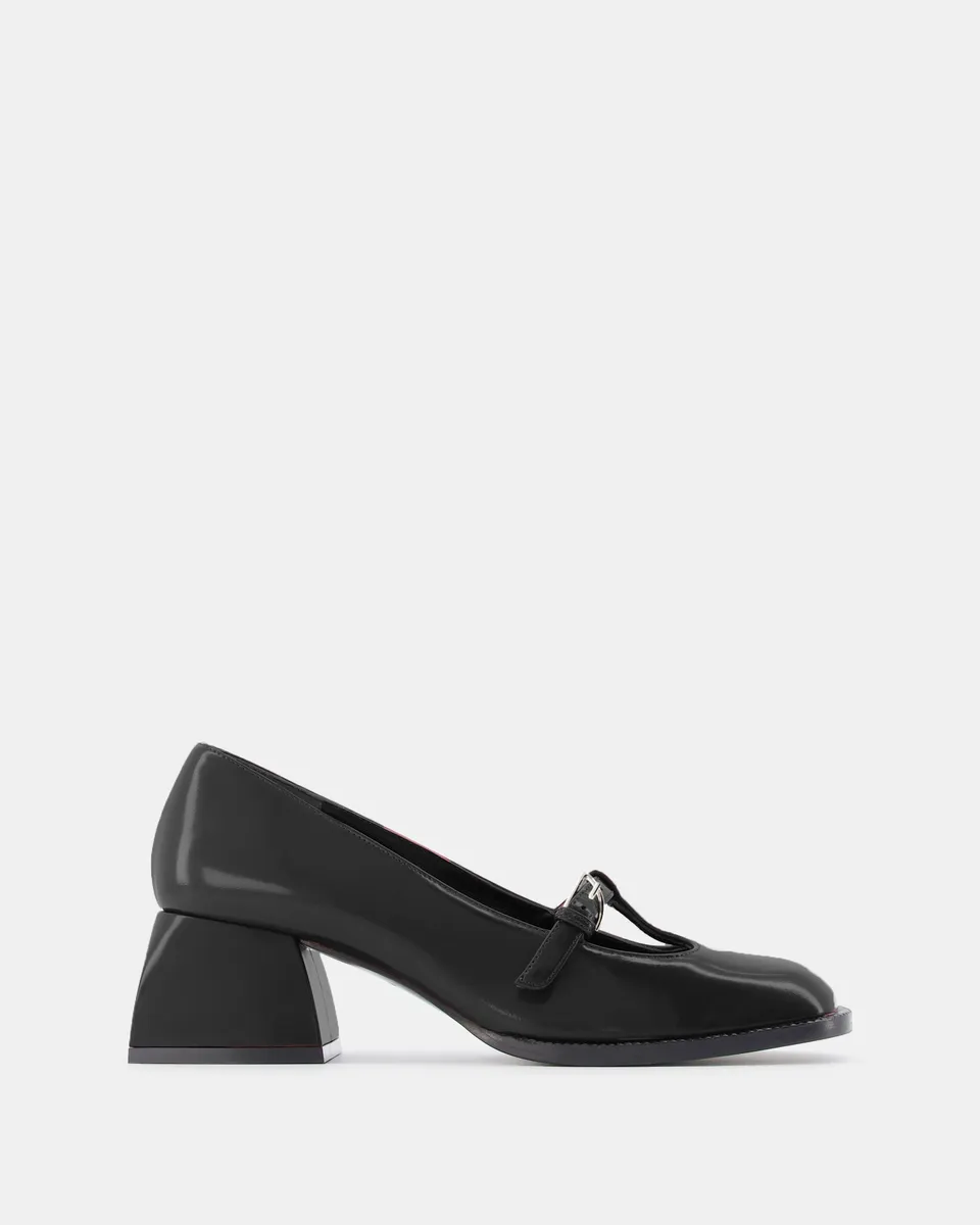 Nodaleto Bulla Bobby 50 Black Glassed Pumps 5cm Leder
