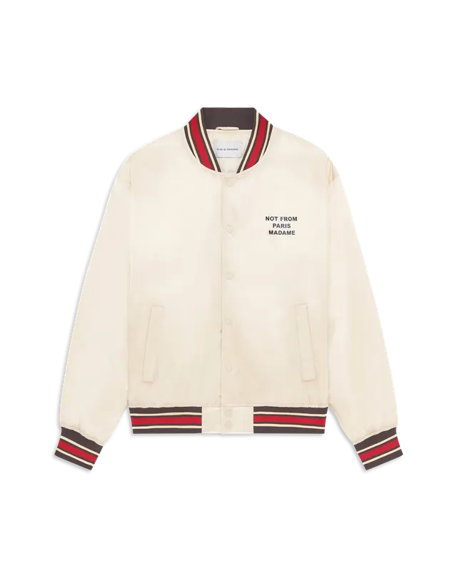 Drôle De Monsieur Slogan Nylon Bomber Blouson Off White