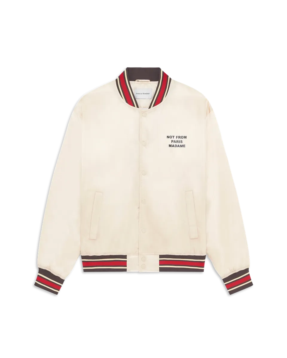 Drôle De Monsieur Slogan Nylon Bomber Blouson Off White