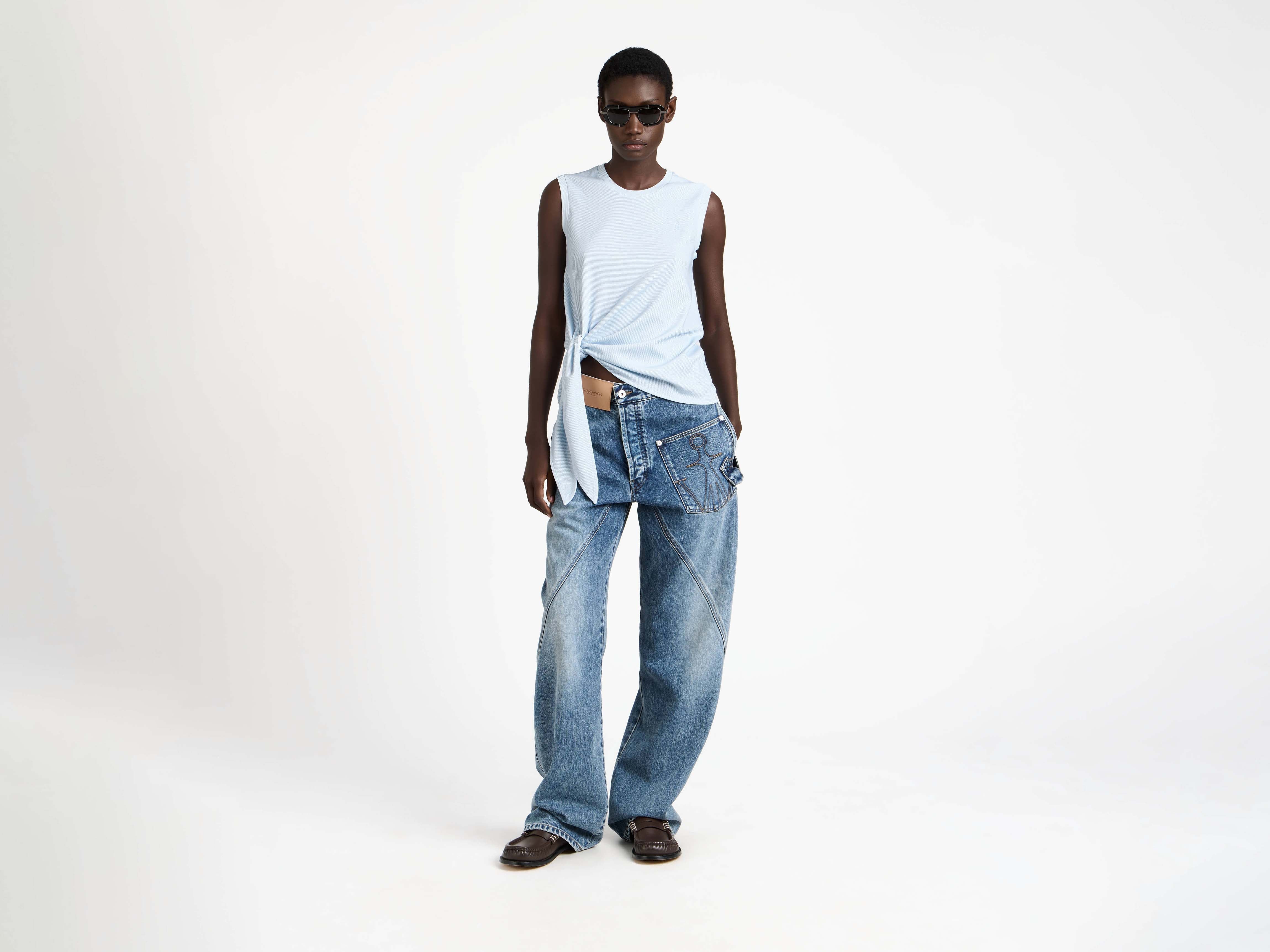 J.W.Anderson Hem Knot Tank Top Damen weiß-blau Jersey