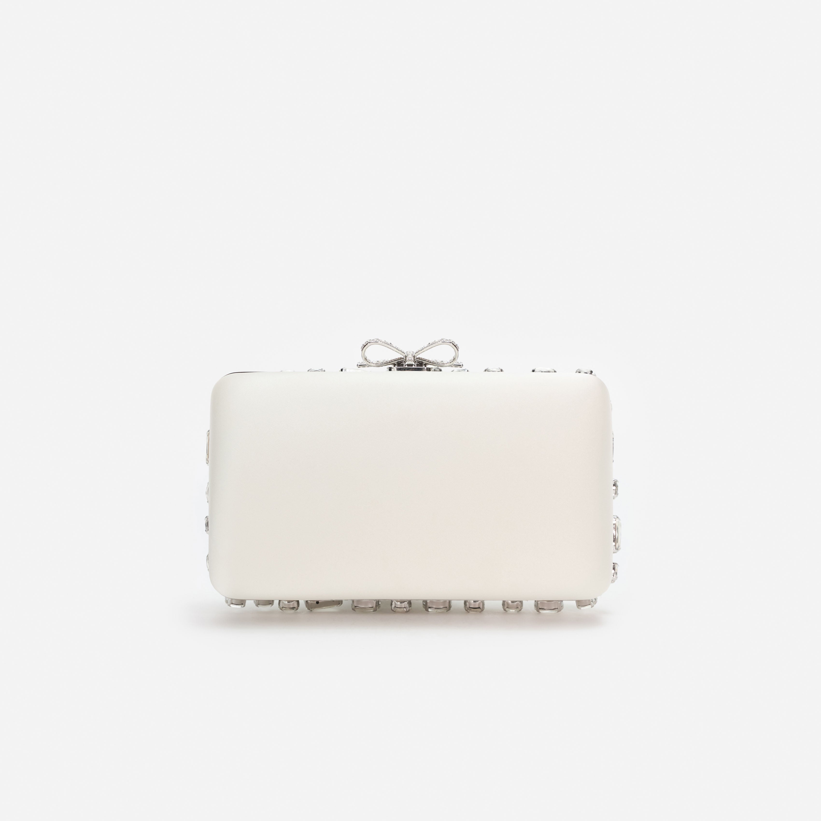 Self Portrait Cream Satin Crystal Clutch Creme Mini