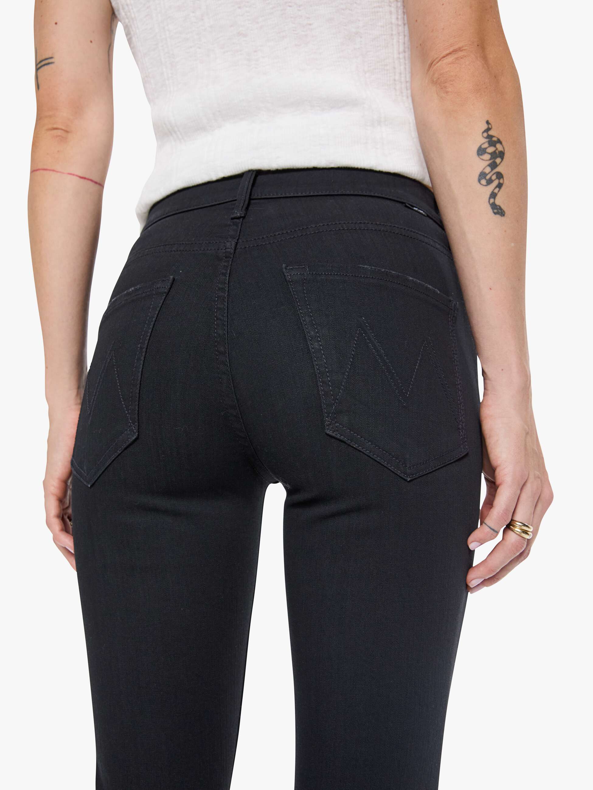 Mother Mid Rise Dazzler Ankle Jeans Schwarz Not Guilty