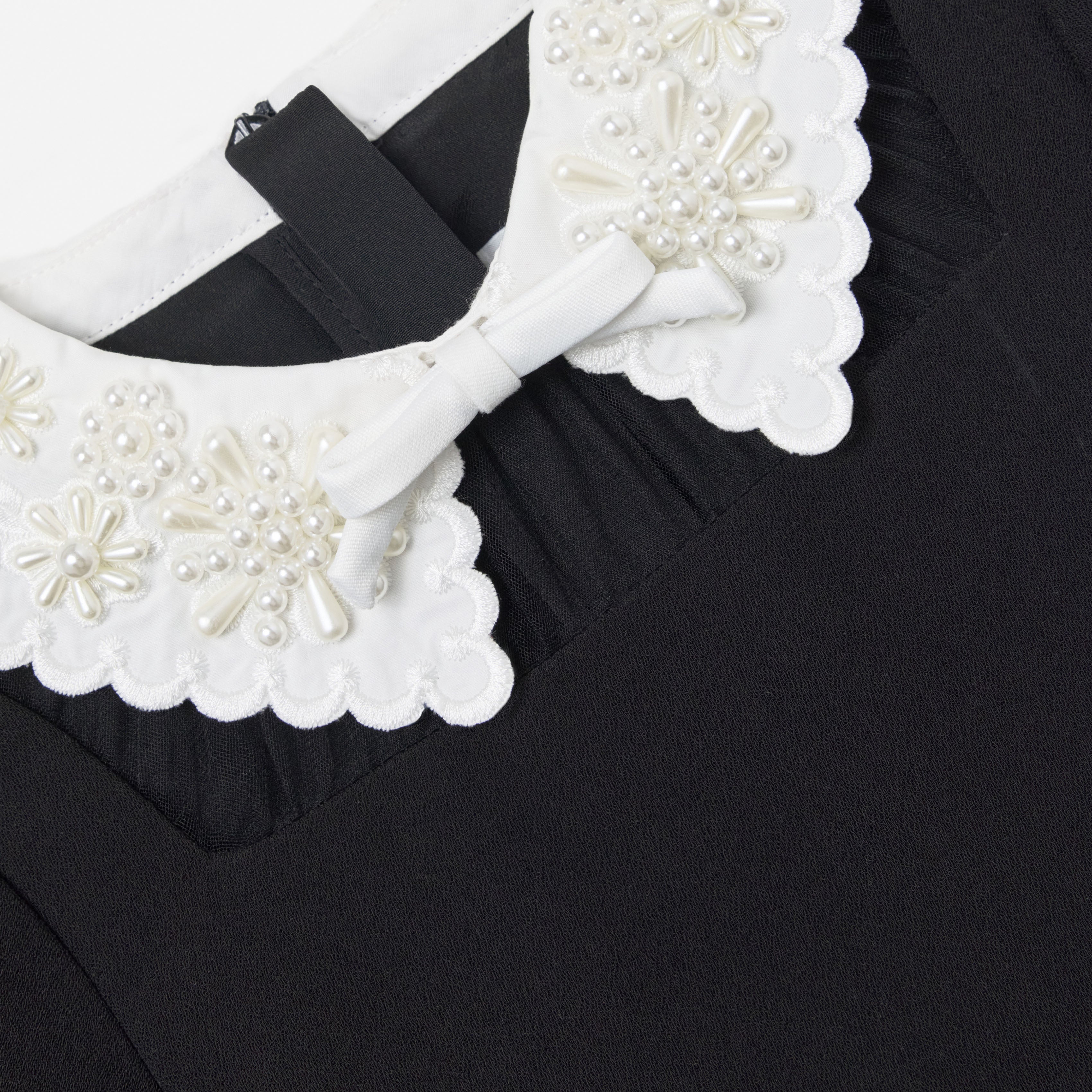 Self-Portrait Black Crepe Bow Collar Kinderkleid Schwarz Crepe