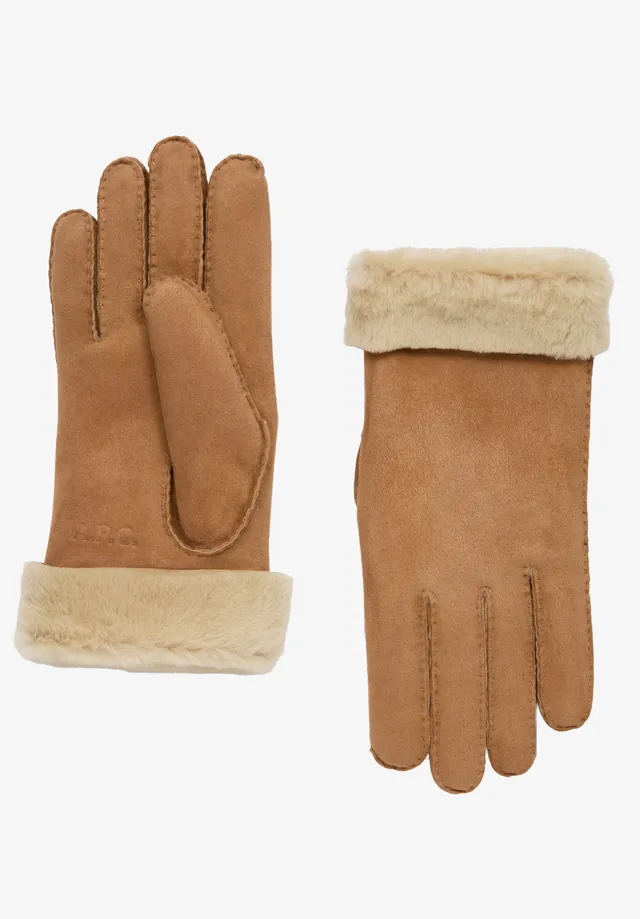 A.P.C. Handschuhe Veloursleder 7 gefüttert Logo