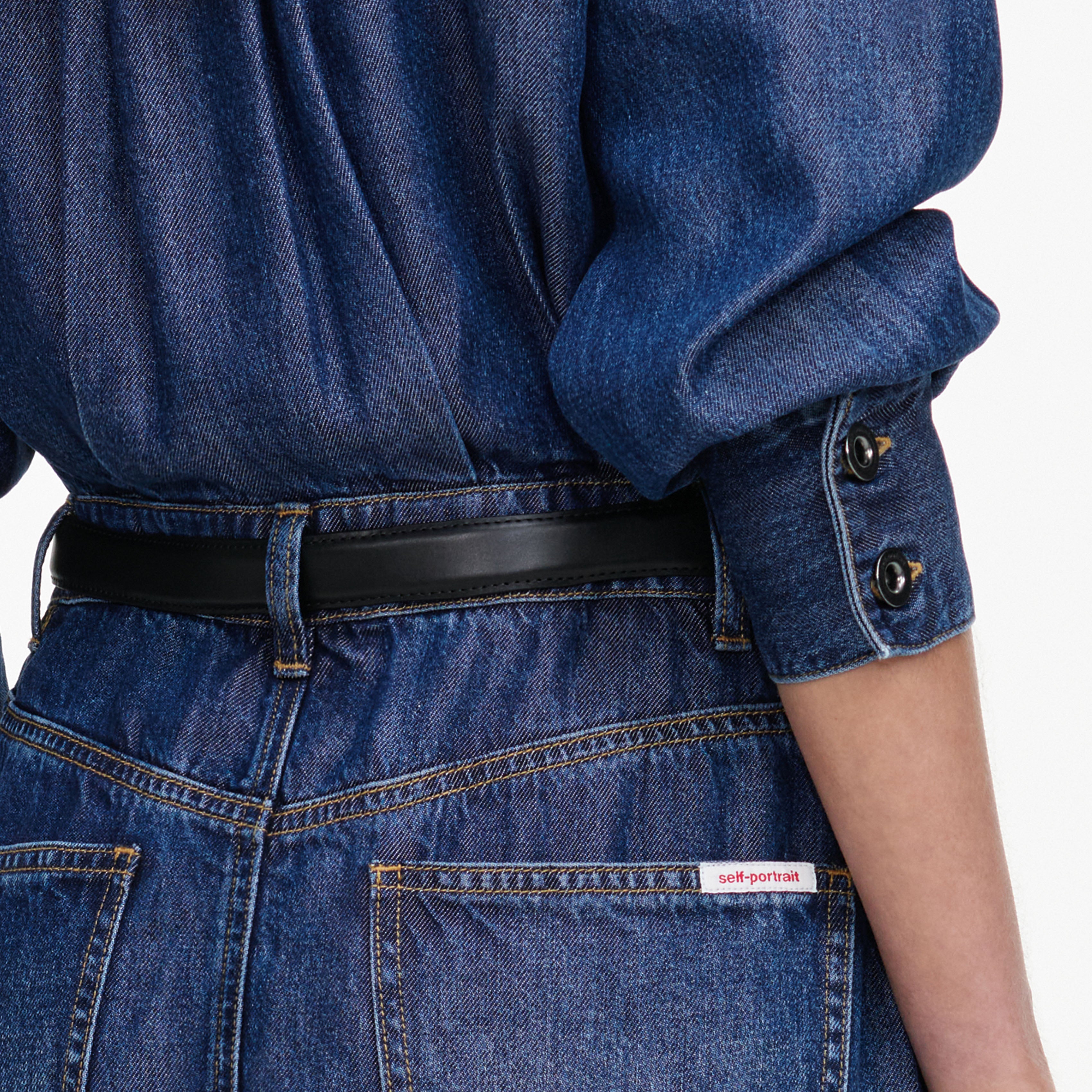 Self Portrait Denim Mini Kleid Blau Leichtes Denim