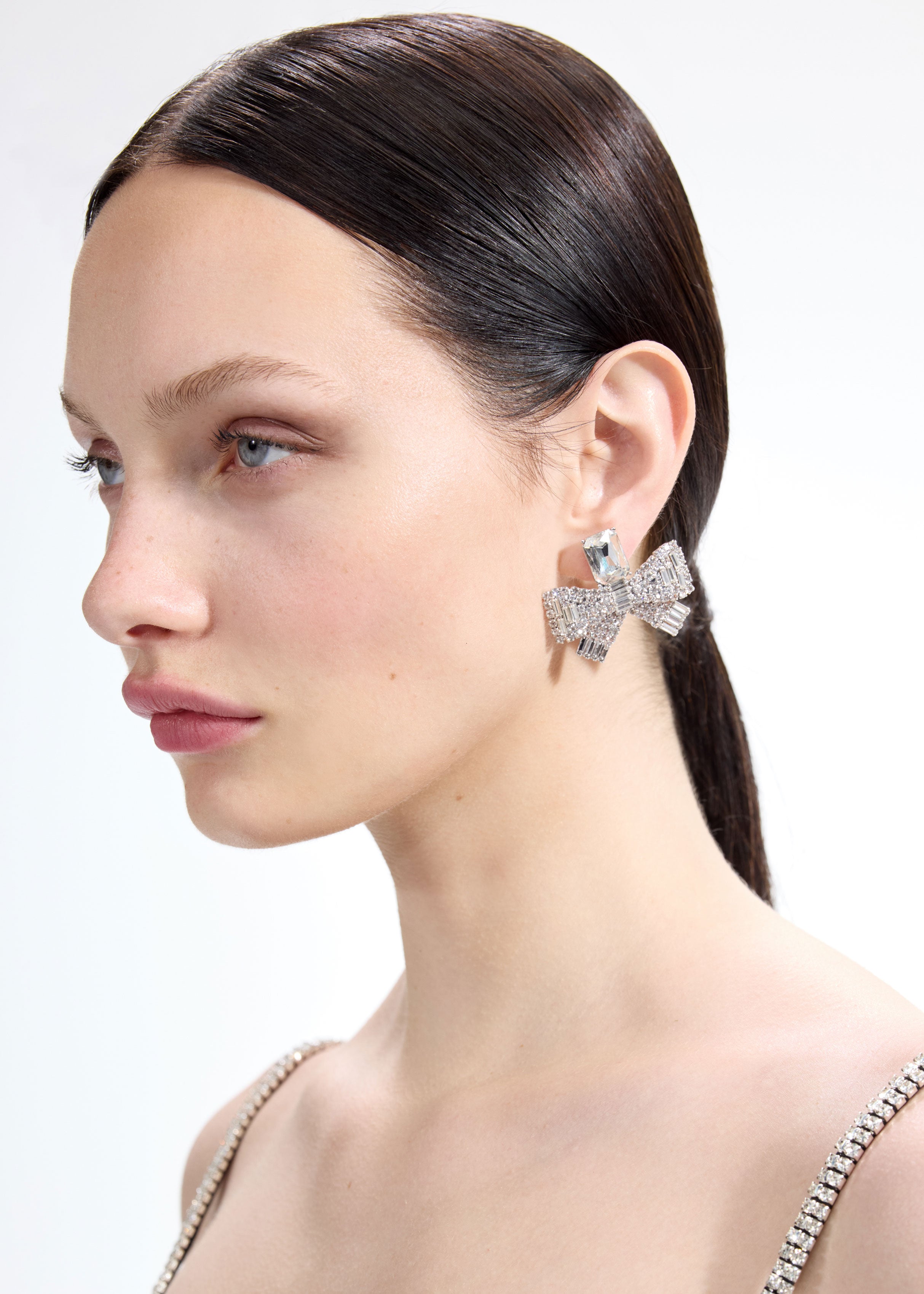 Self Portrait Small Crystal Bow Ohrringe Silber One Size Kristall