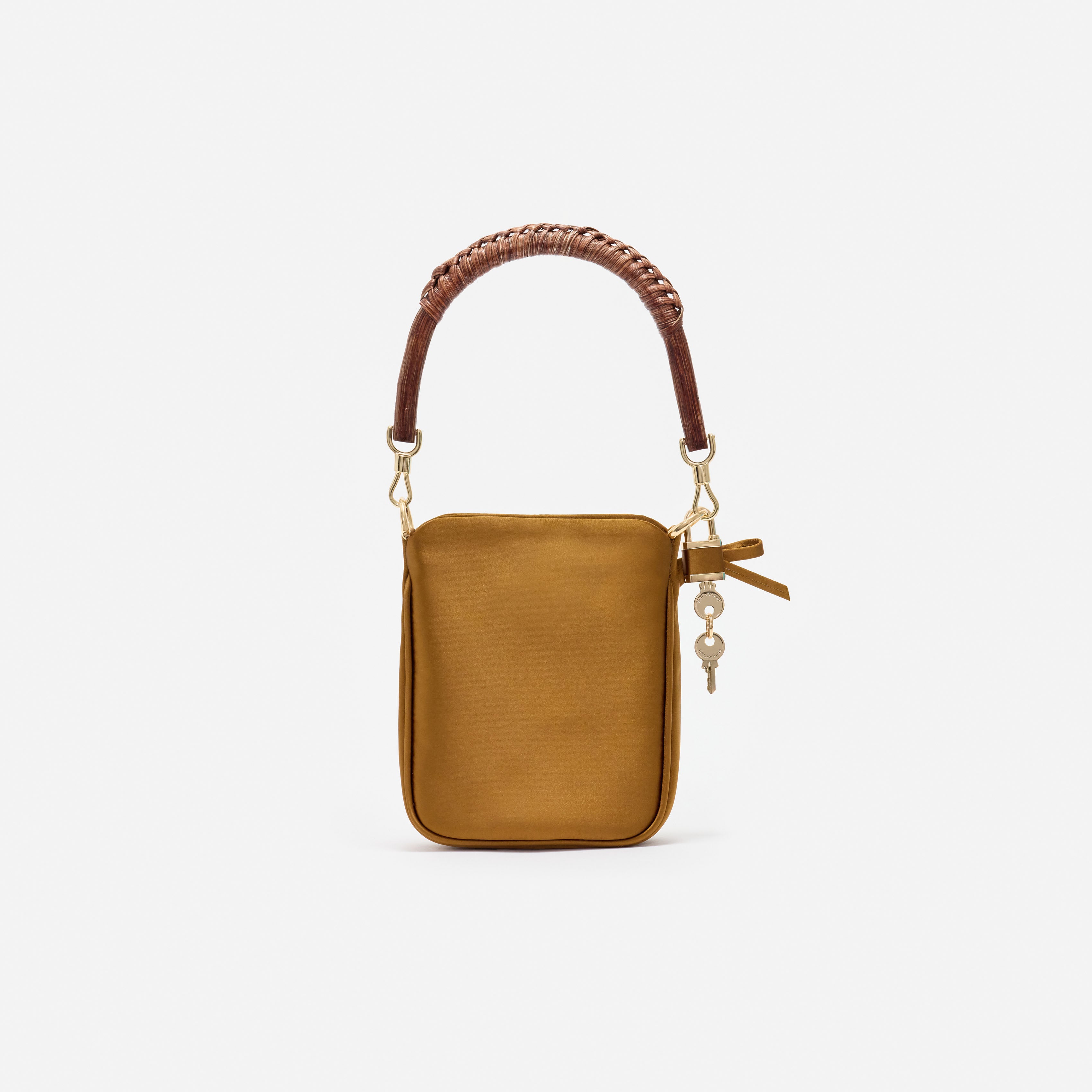 Self Portrait Gold Satin Mini Tote Tasche Henkel
