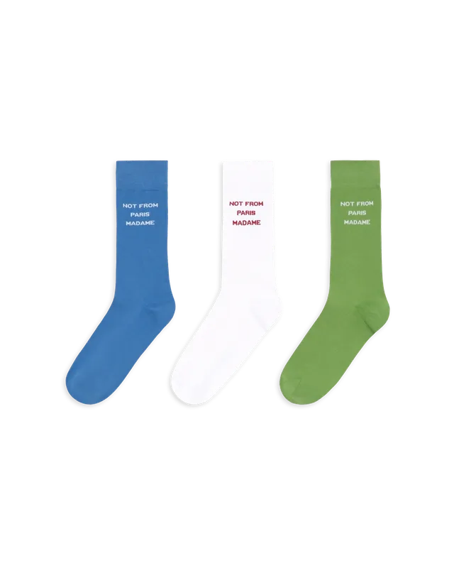 Drôle De Monsieur Pack de Chaussettes Slogan Socken 3er-Pack Baumwolle