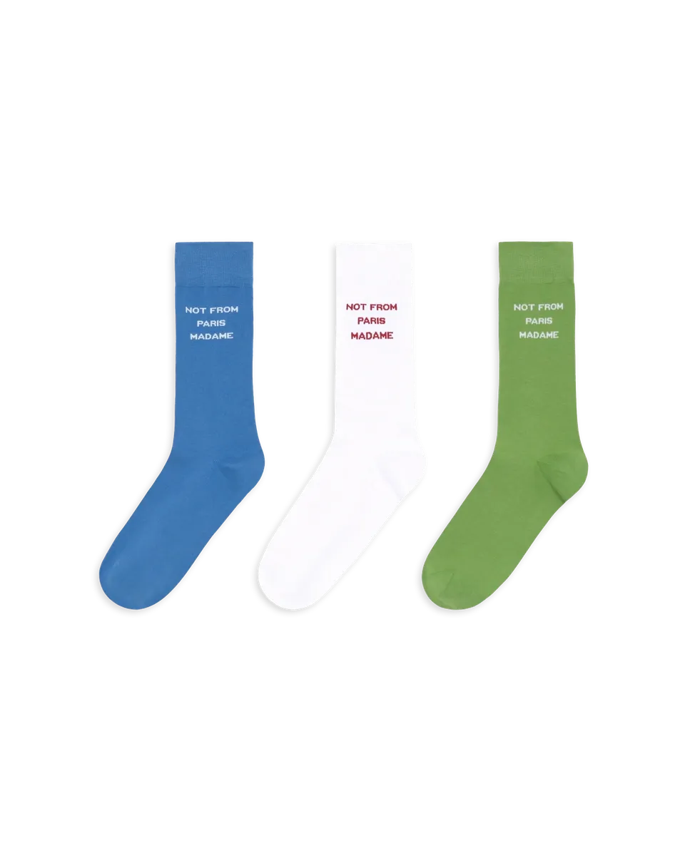 Drôle De Monsieur Pack de Chaussettes Slogan Socken 3er-Pack Baumwolle