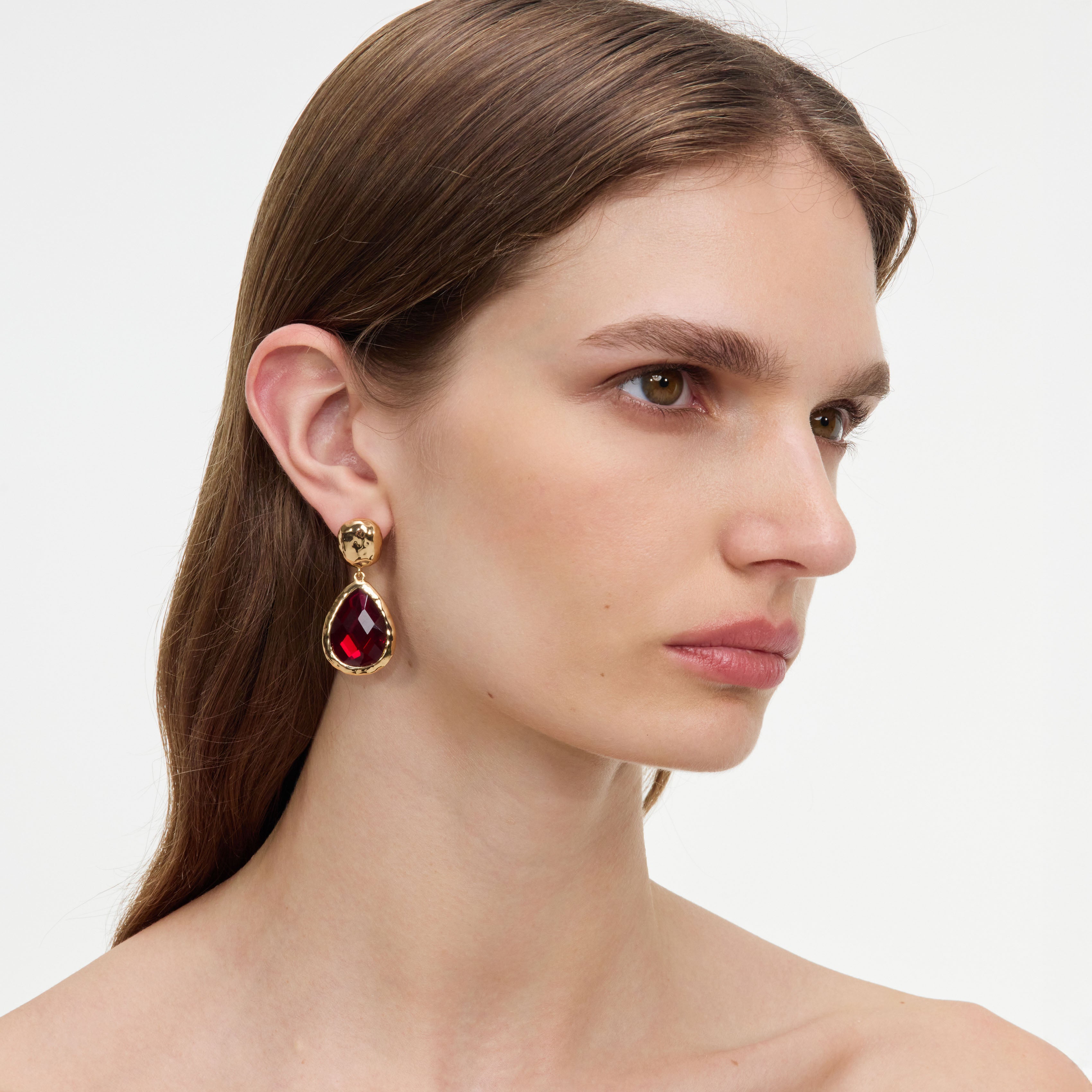 Self Portrait Gold Ruby Ohrringe gold-rot Kristall Messing