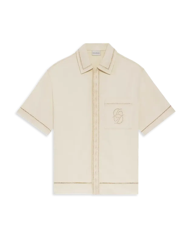 Drôle De Monsieur Chemise Broderie Hemd Off-White Kurzarm