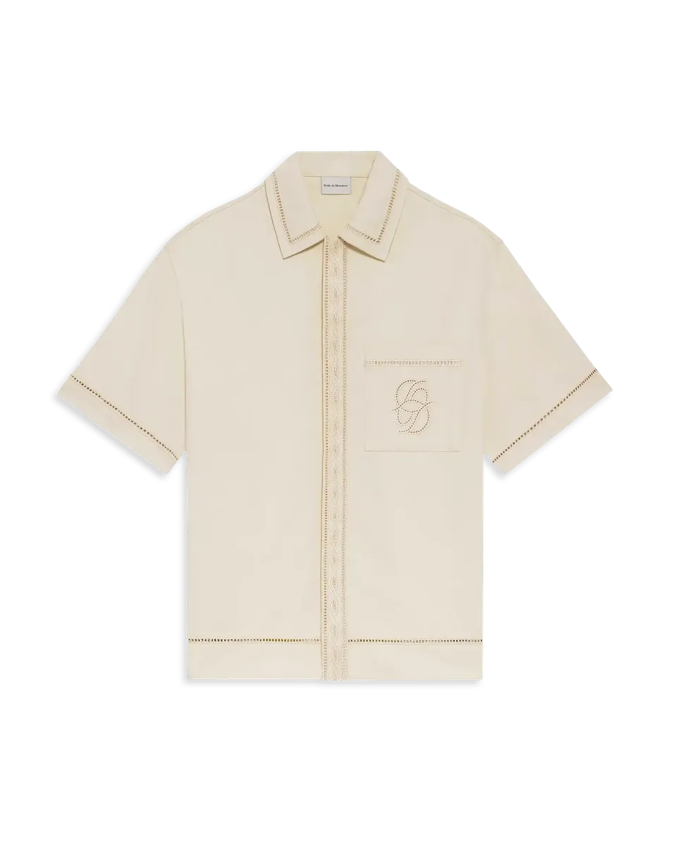 Drôle De Monsieur Chemise Broderie Hemd Off-White Kurzarm