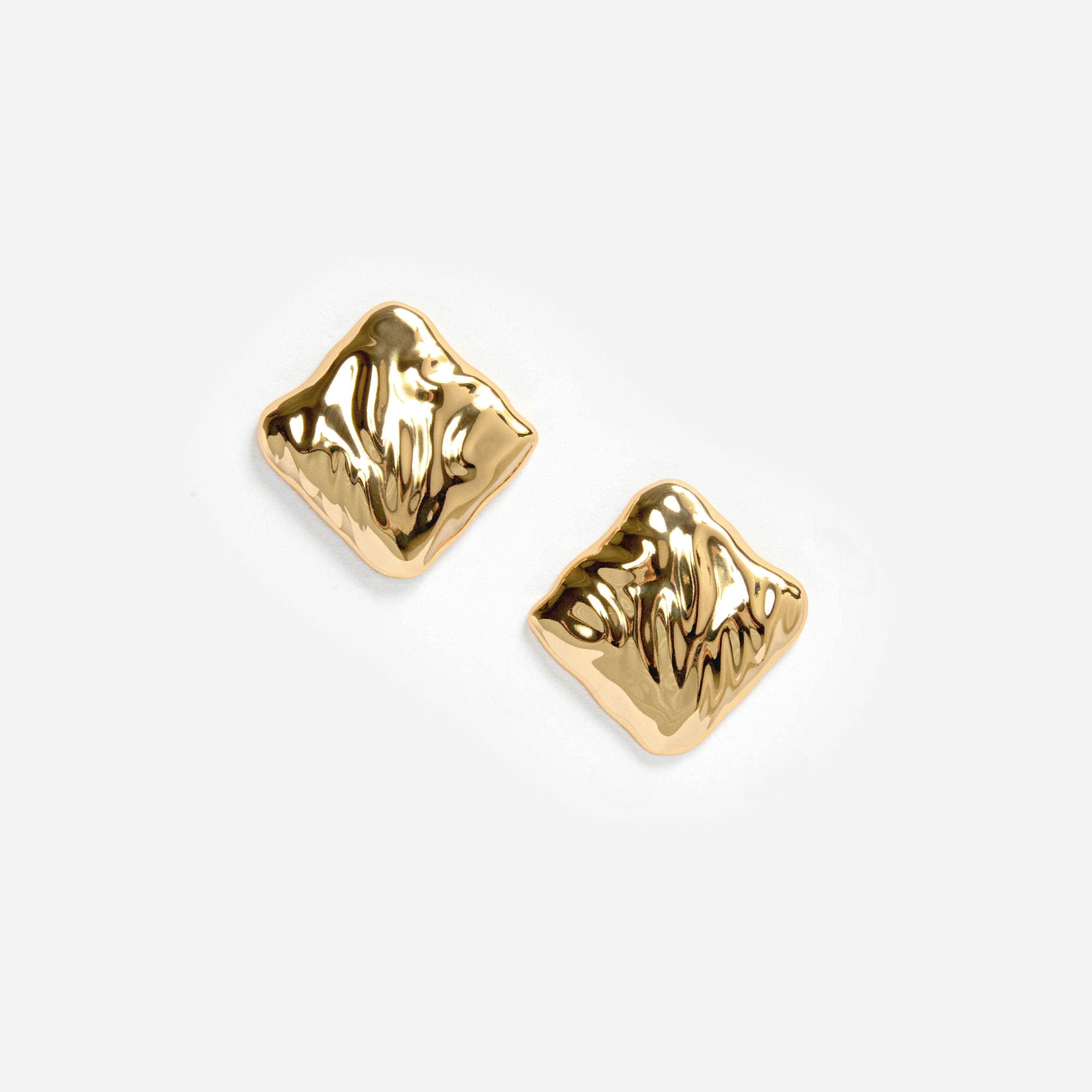 Self Portrait Jewellery Textured Gold Ohrringe One Size Square