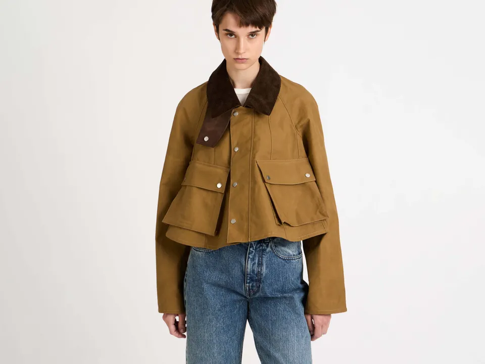 J.W. Anderson Barn Jacket Biscuit Wachs Baumwolle Cropped