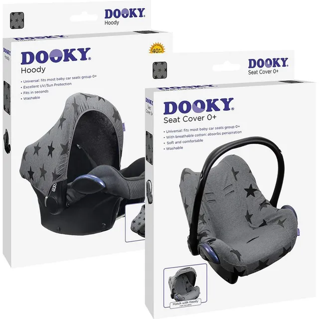 Dooky Hoody Combi Pack Sonnenschutz Babyschale Grey Stars Dunkelgrau
