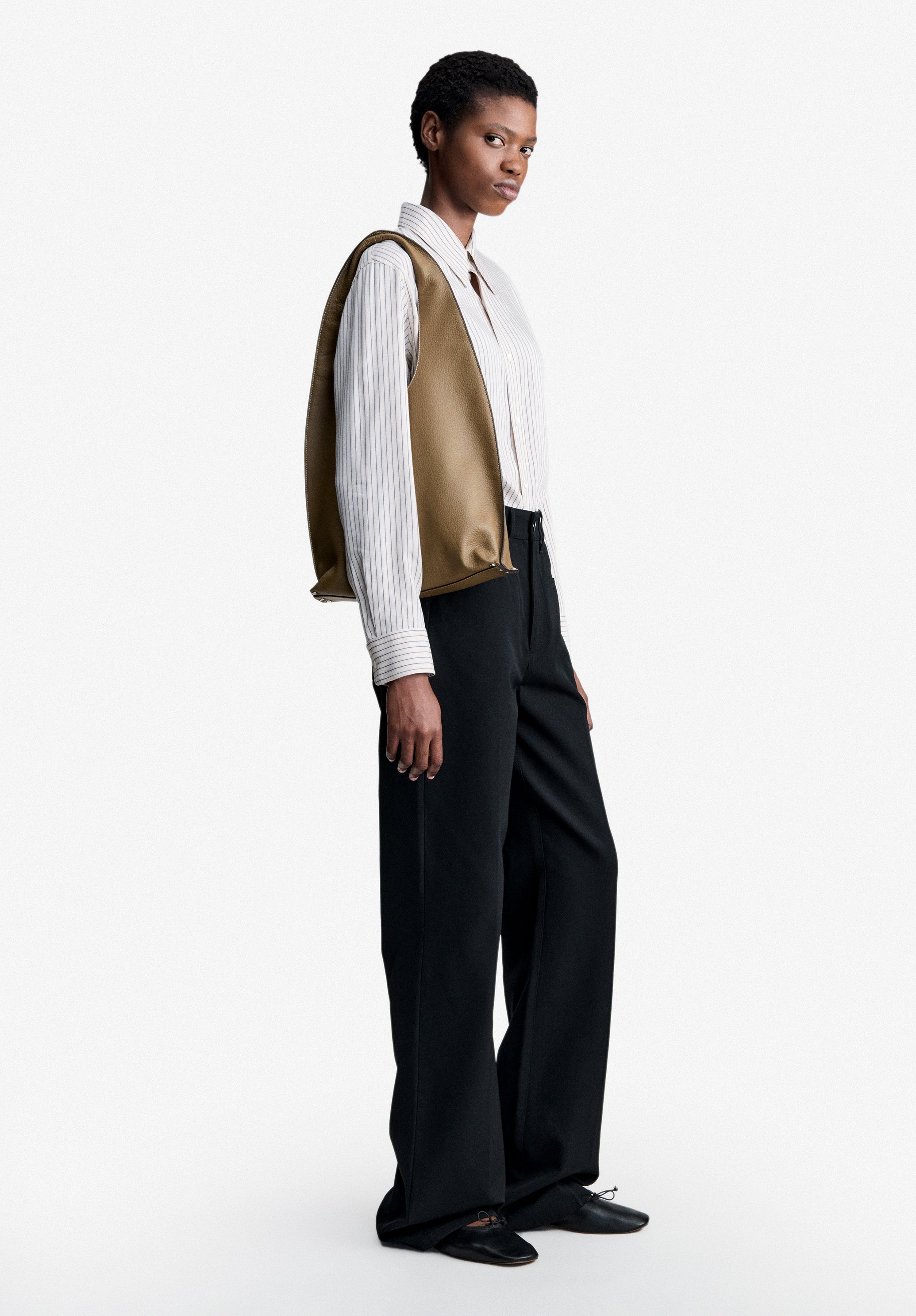 A.P.C. Hemd Ecru Gestreift Fließend Wolle Gr. 38 Doppelreiher