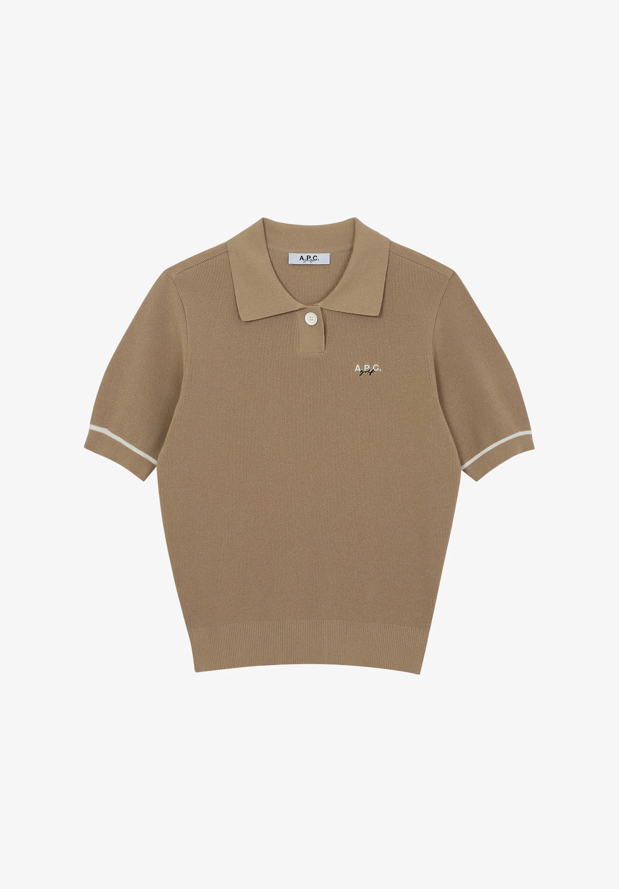 A.P.C. Golf Polohemd Ecru mit Kontrastkragen