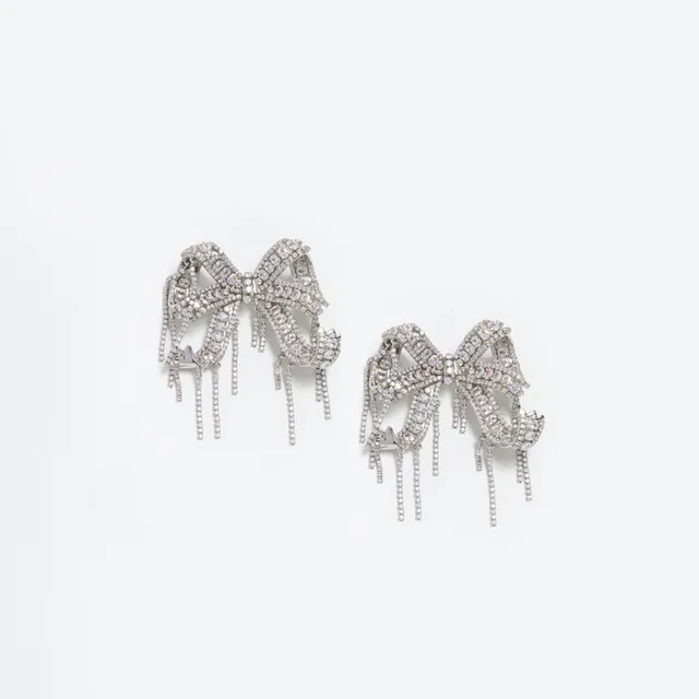 Self Portrait Bow Ohrringe Silber Kristall One Size Clip